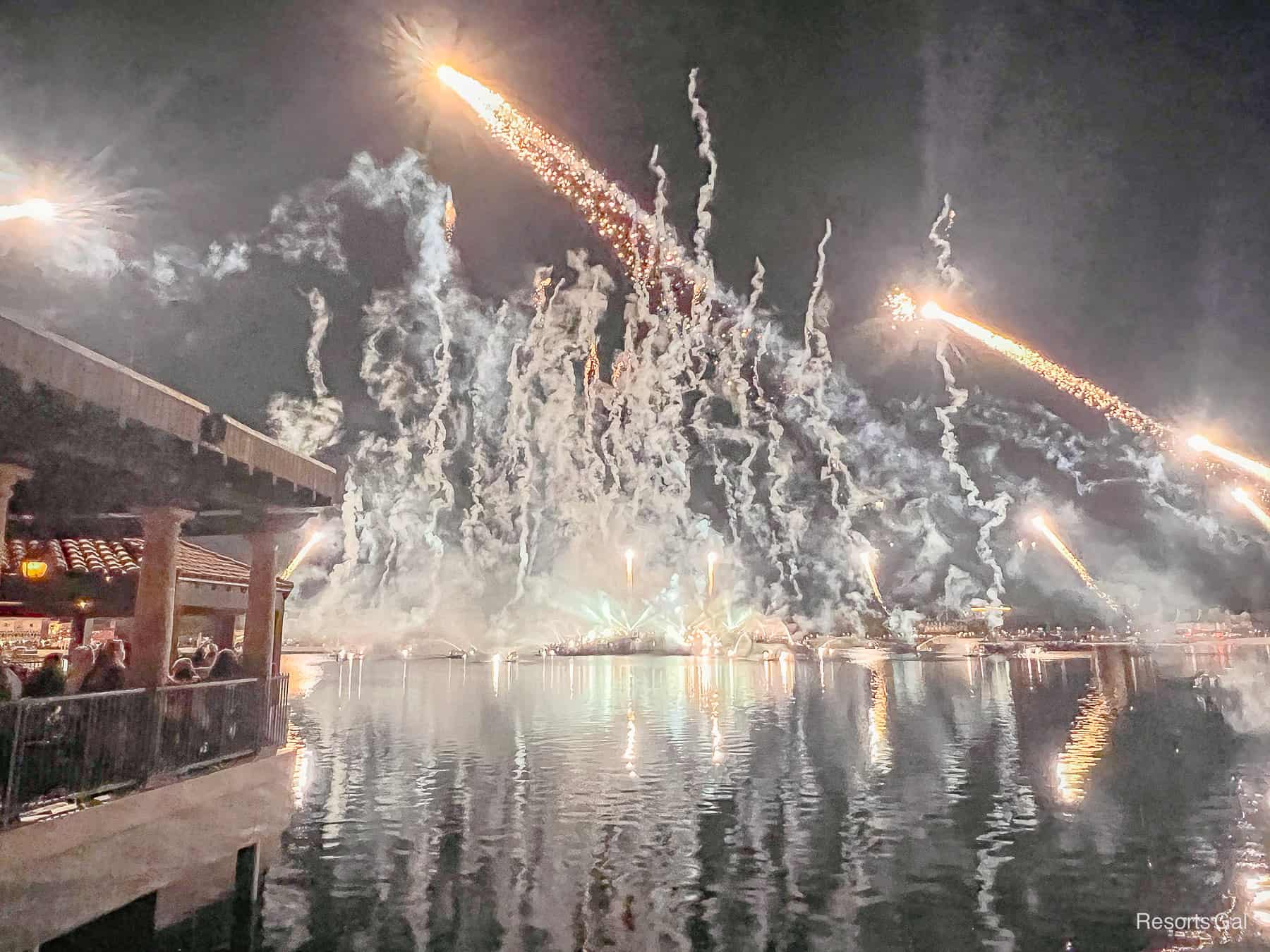 a view of the fireworks from the bridge to Mexico 