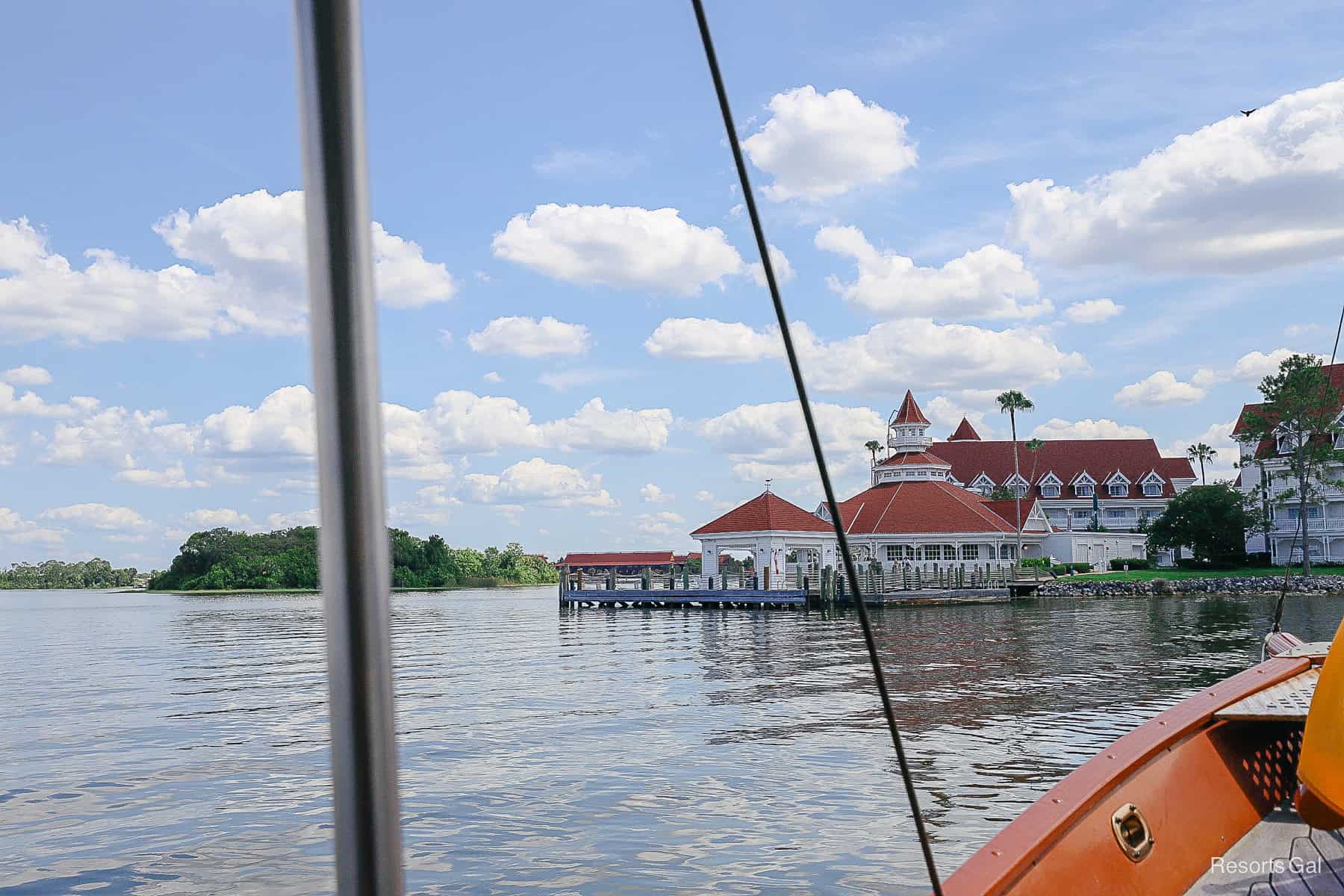 a boat getting ready to dock at Grand Floridian 