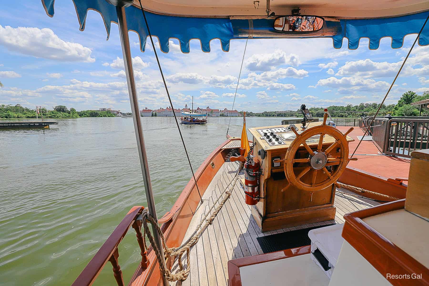 a boat getting ready to set sail from Magic Kingdom to the Grand Floridian 