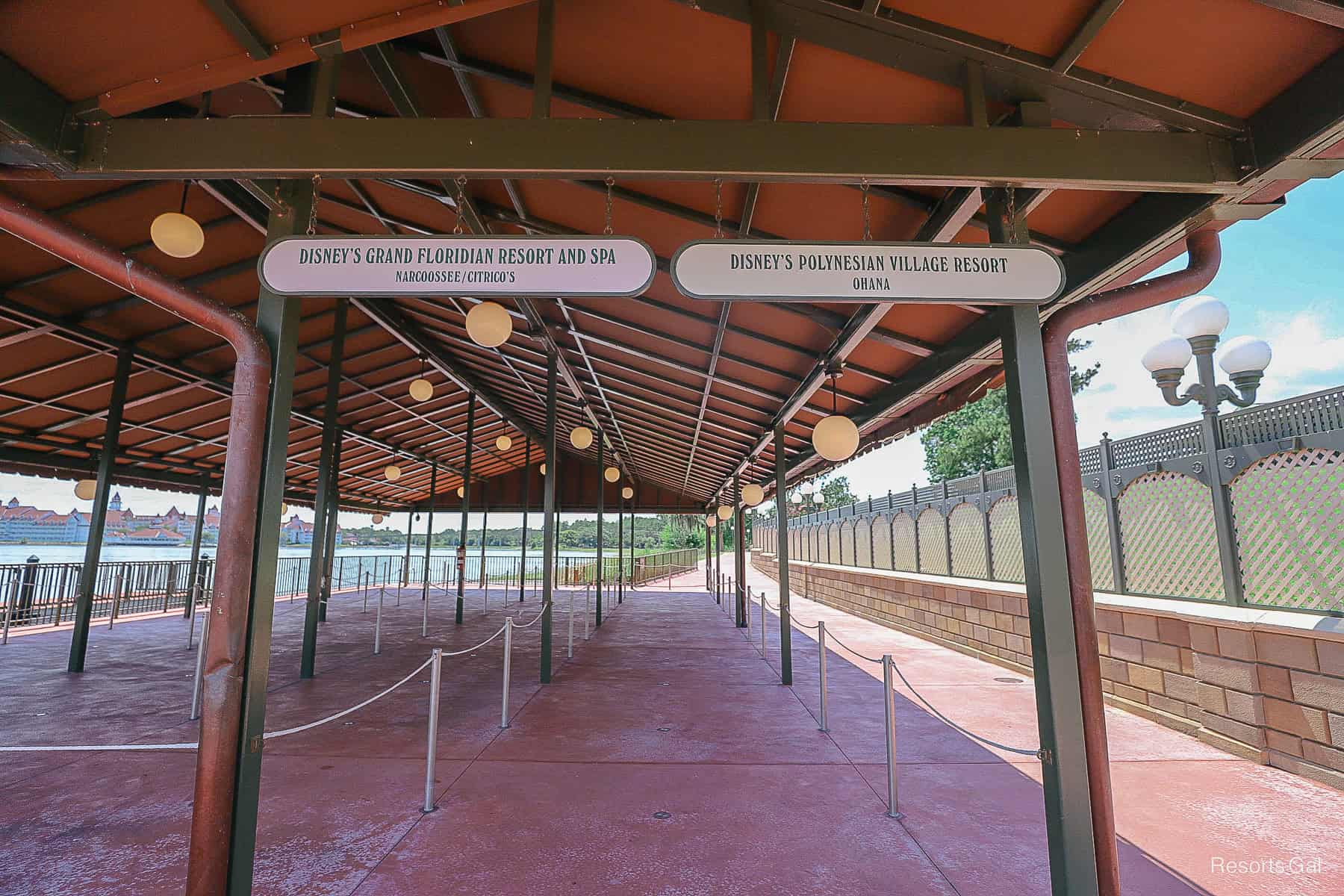 signage to get in line for the boat to Grand Floridian and Disney's Polynesian 