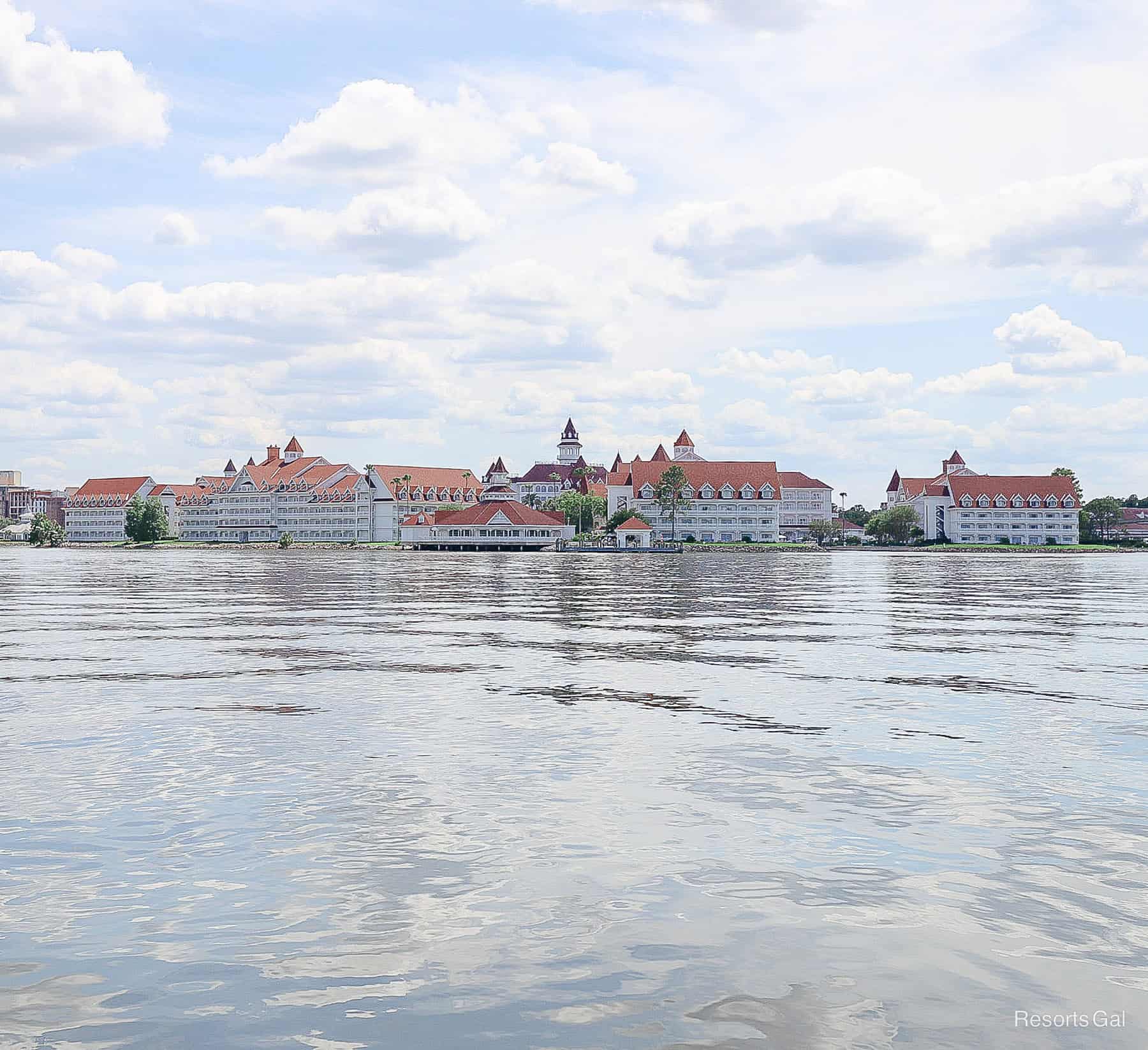 Disney's Grand Floridian as it sits on the shores of Seven Seas Lagoon 