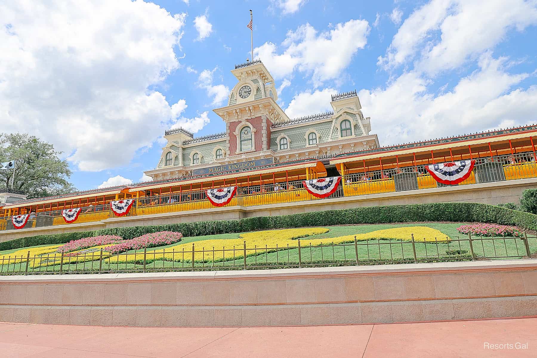 the entrance to Magic Kingdom Park on the 4th of July