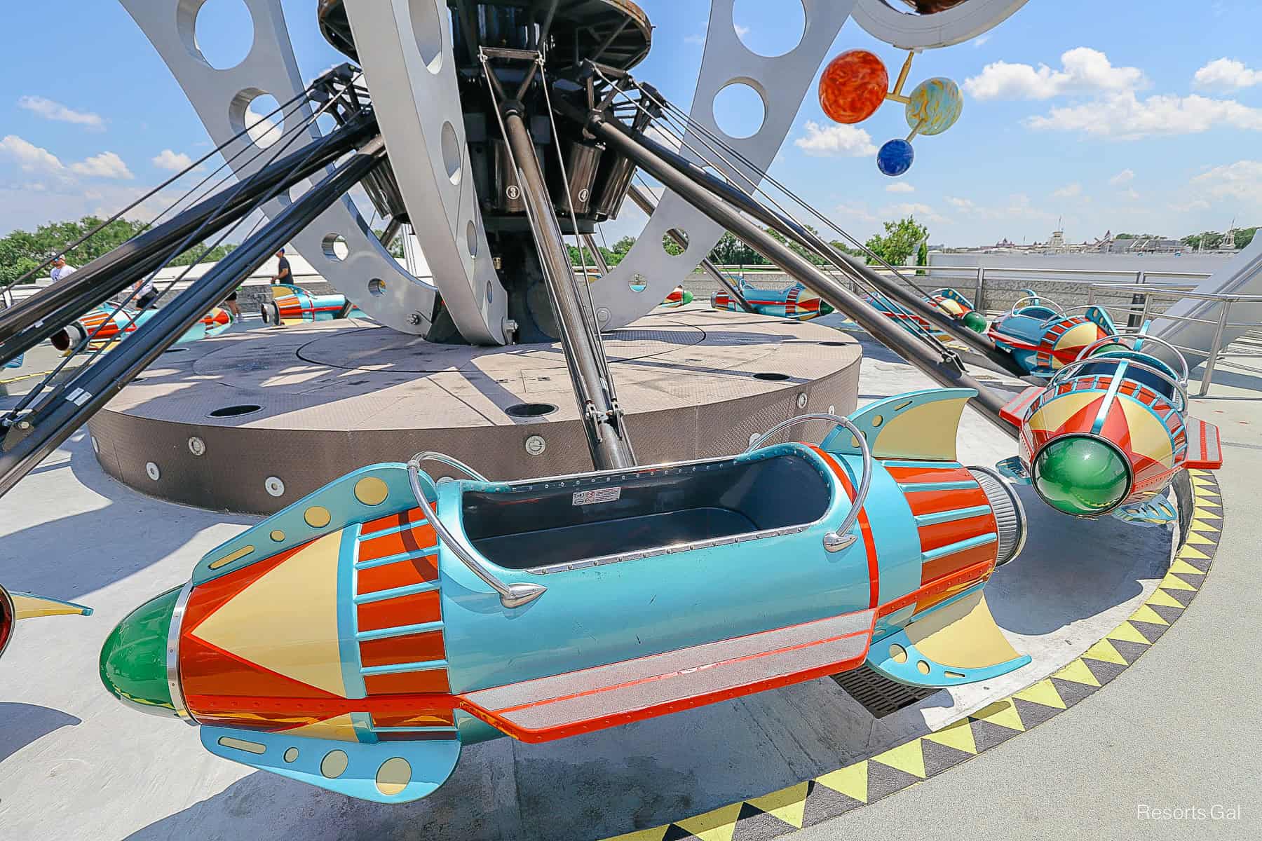 a ride vehicle for Astro Orbiter rockets, an attraction at Magic Kingdom 