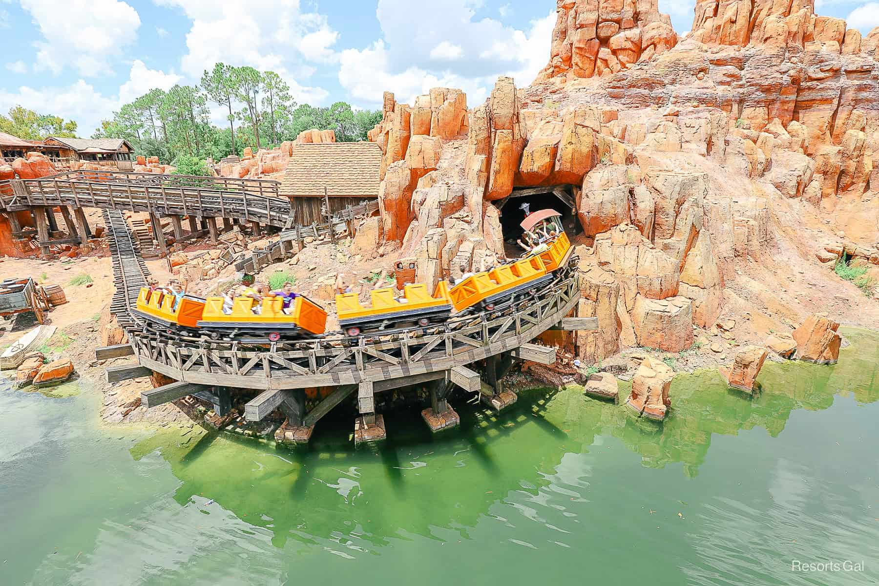 Guests riding Big Thunder Mountain Railroad at Magic Kingdom. 