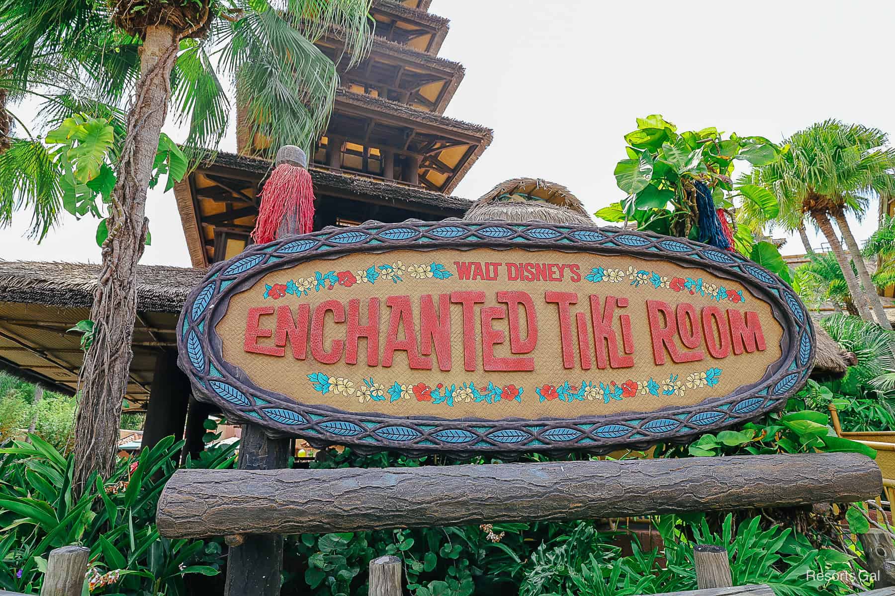 the entrance of Walt Disney's Enchanted Tiki Room attraction at Magic Kingdom 