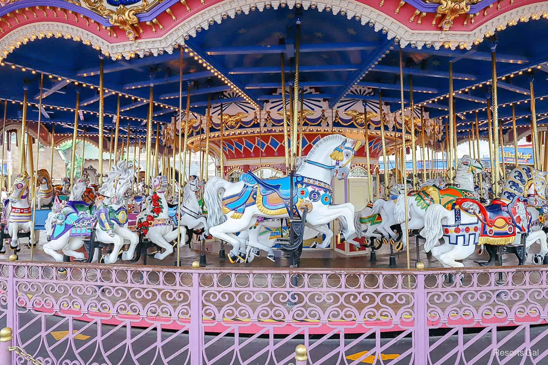 horses on Prince Charming Carrousel at Magic Kingdom 