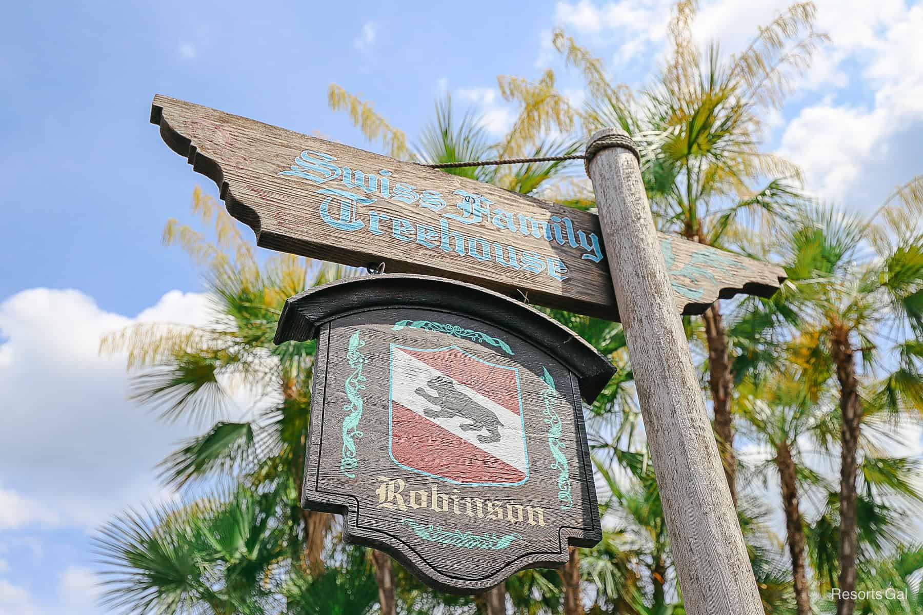 Swiss Family Treehouse attraction sign 