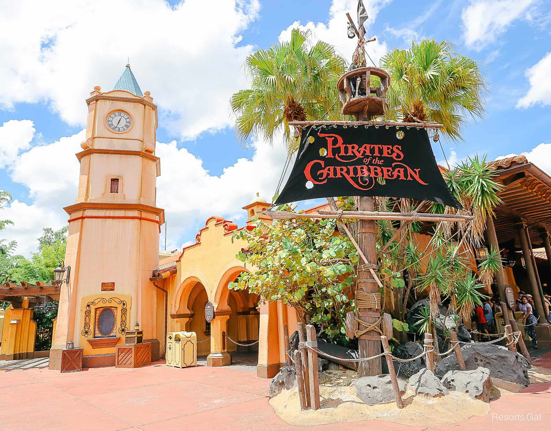 the entrance of Pirates of the Caribbean at Magic Kingdom