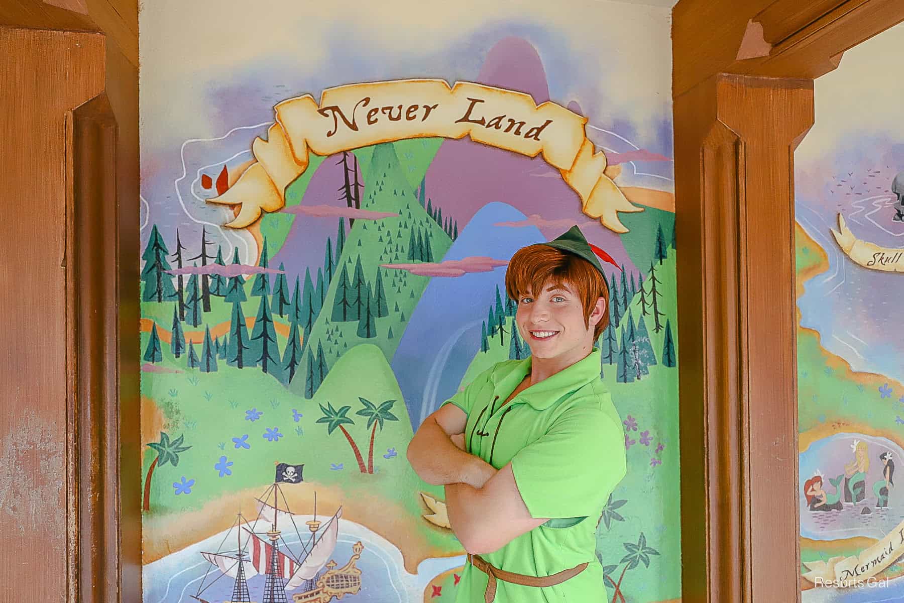 Peter Pan at Magic Kingdom near the Never Land map 