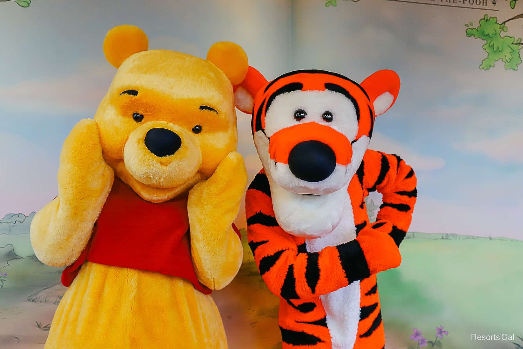 Winnie the Pooh and Tigger together at the Thotful Spot at Magic Kingdom. 