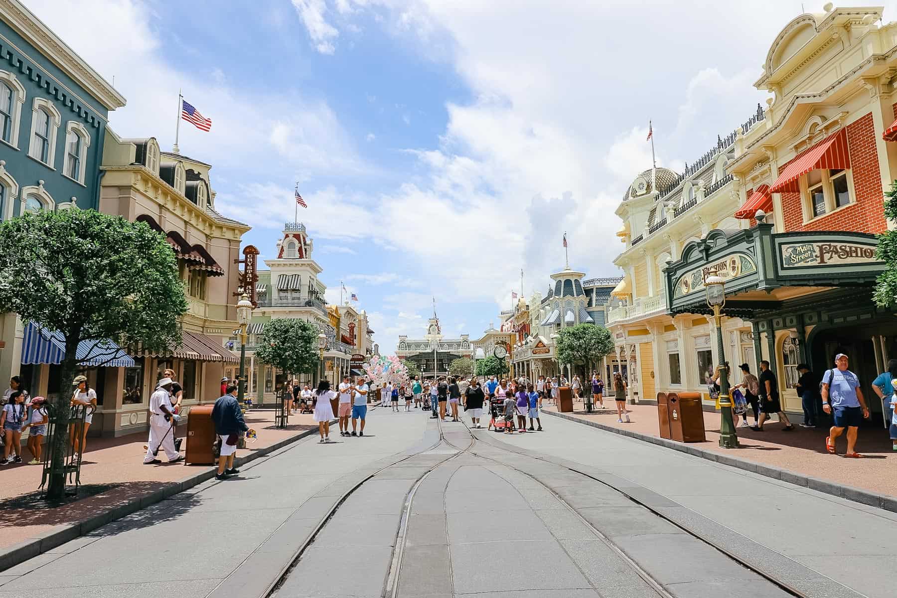 a view down Main Street USA at Magic Kingdom 