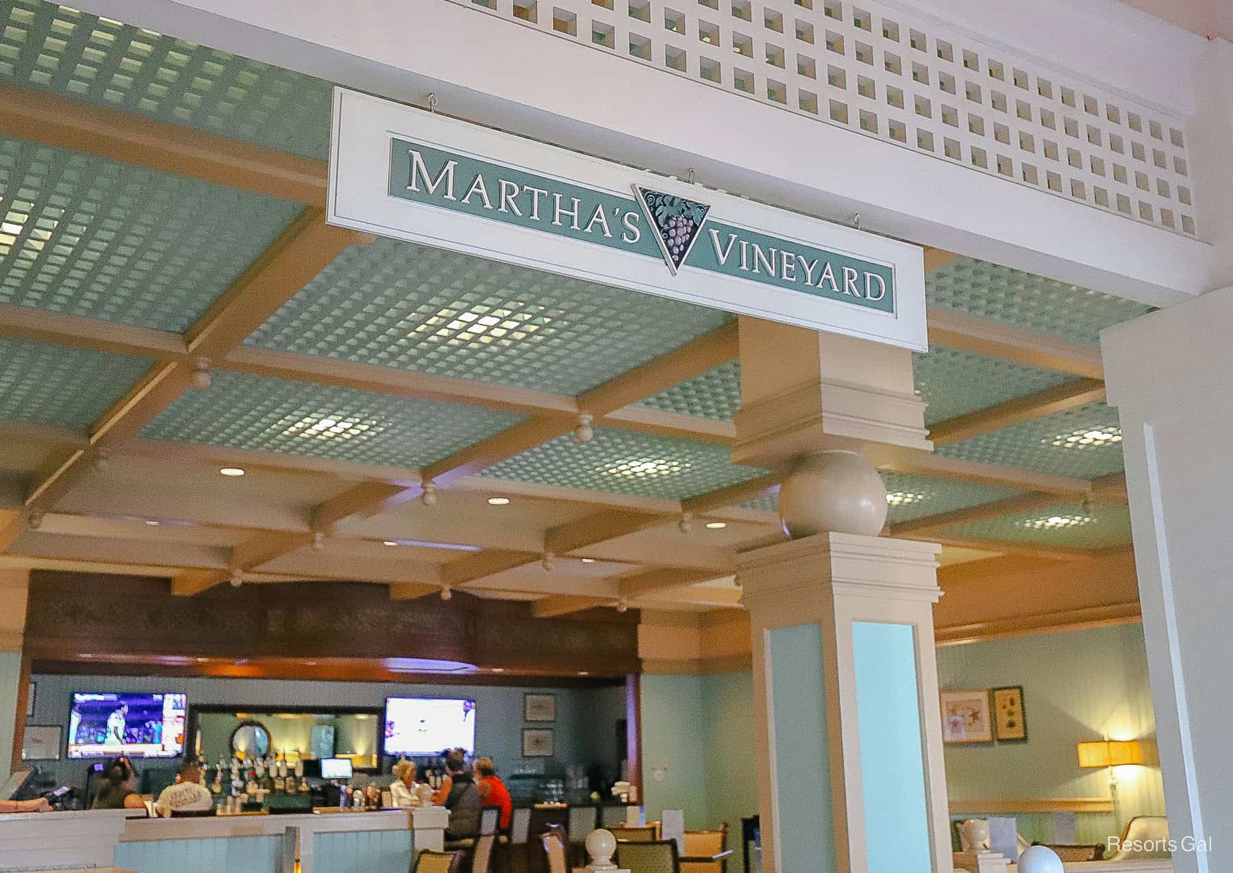 overhead sign that read's Martha's Vineyard at Disney's Beach Club 