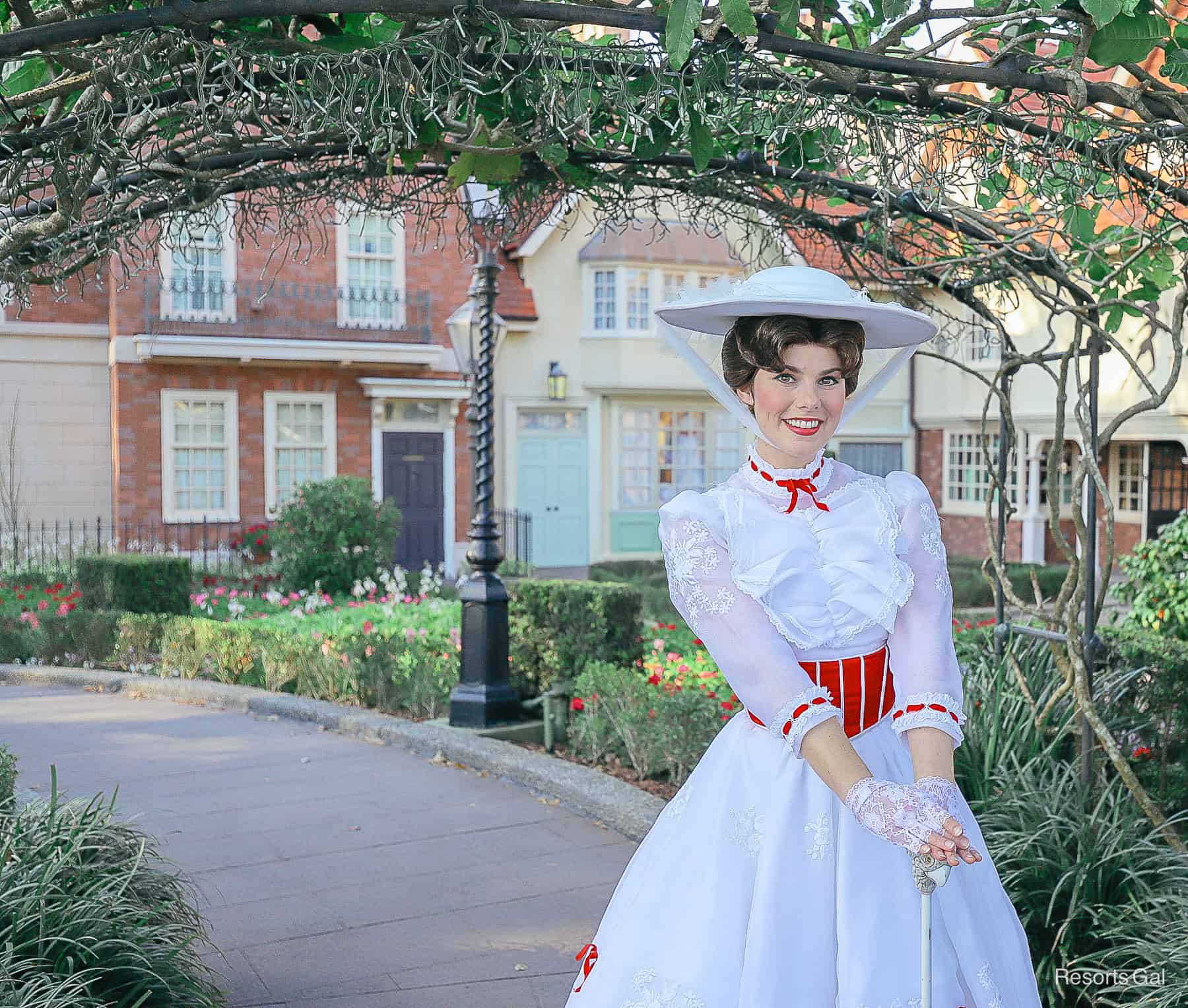 Mary Poppins at her former Epcot meet-and-greet location.