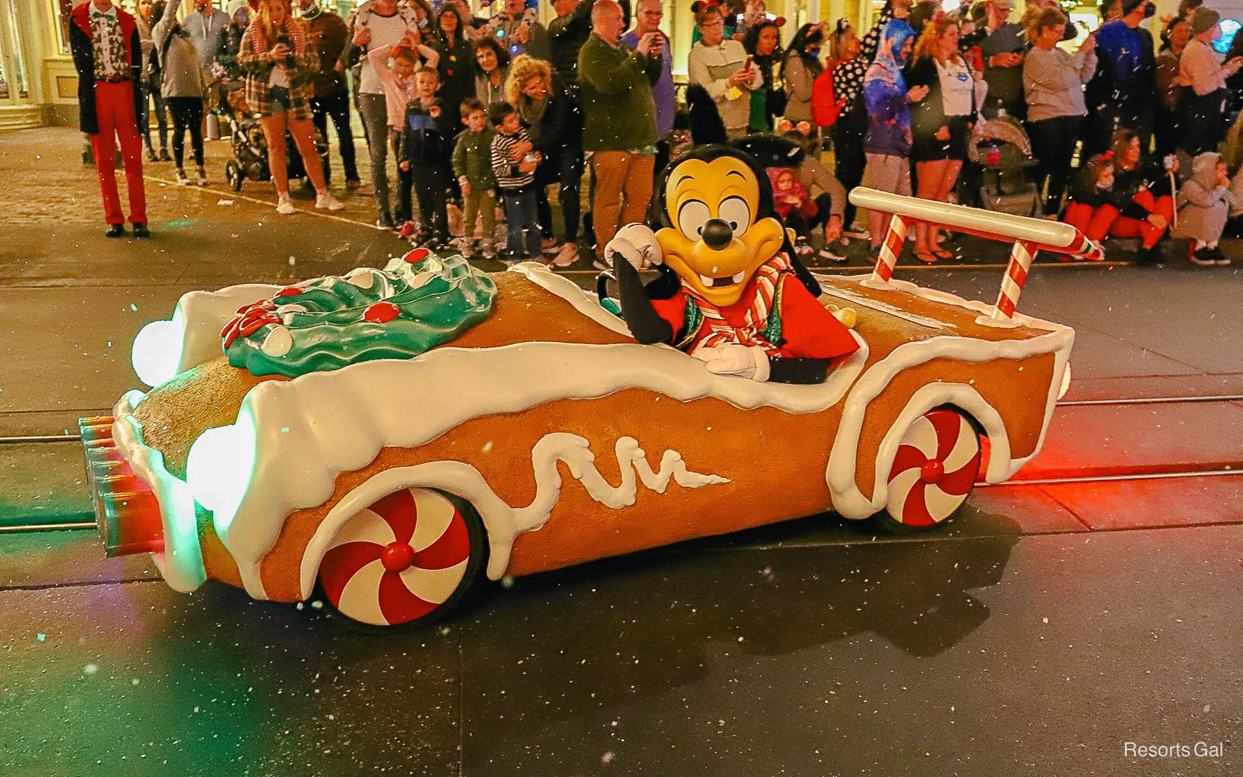 Max Goof in the Christmas cavalcade during social distancing. 