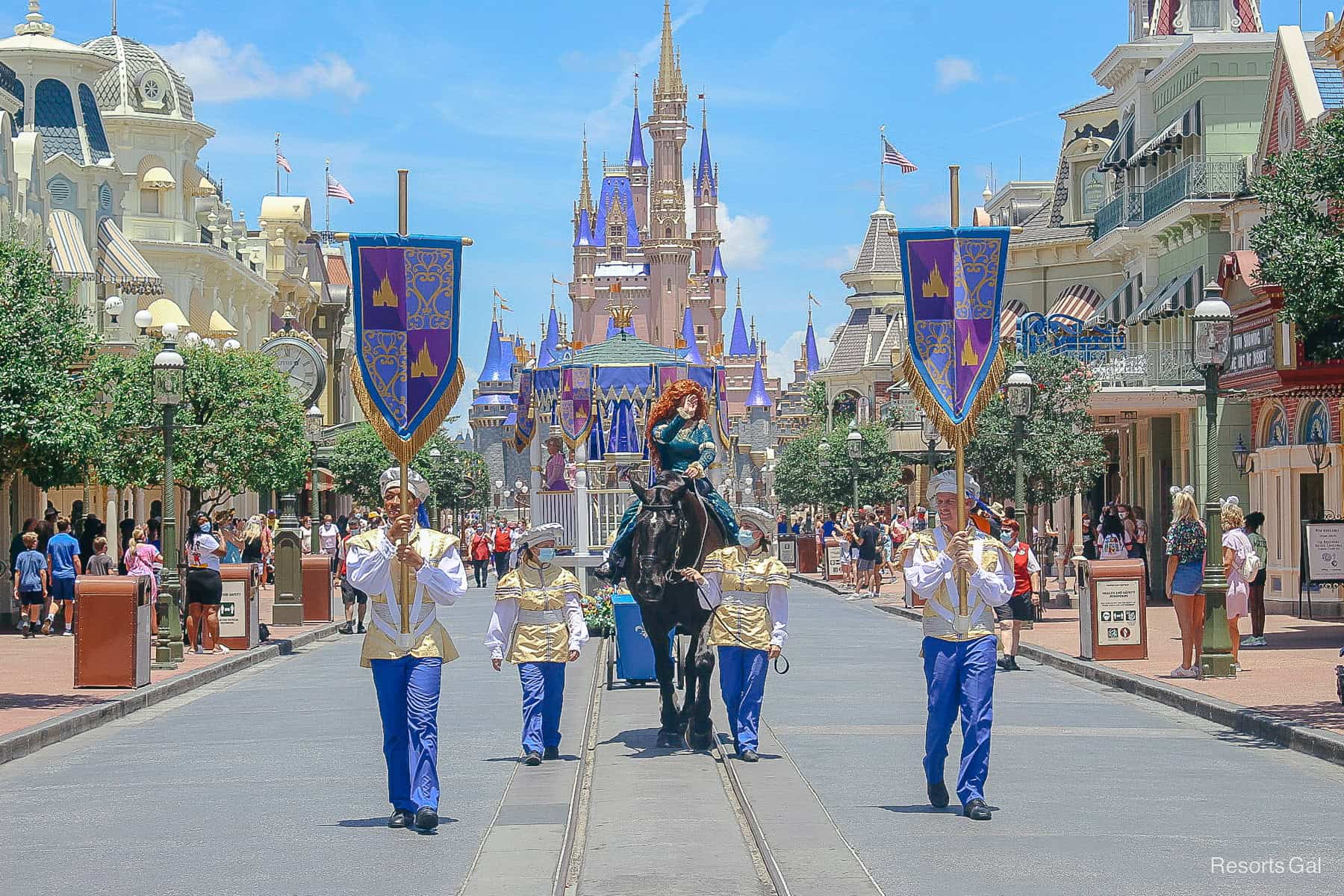 Merida on Main Street USA in a Princess Processional 