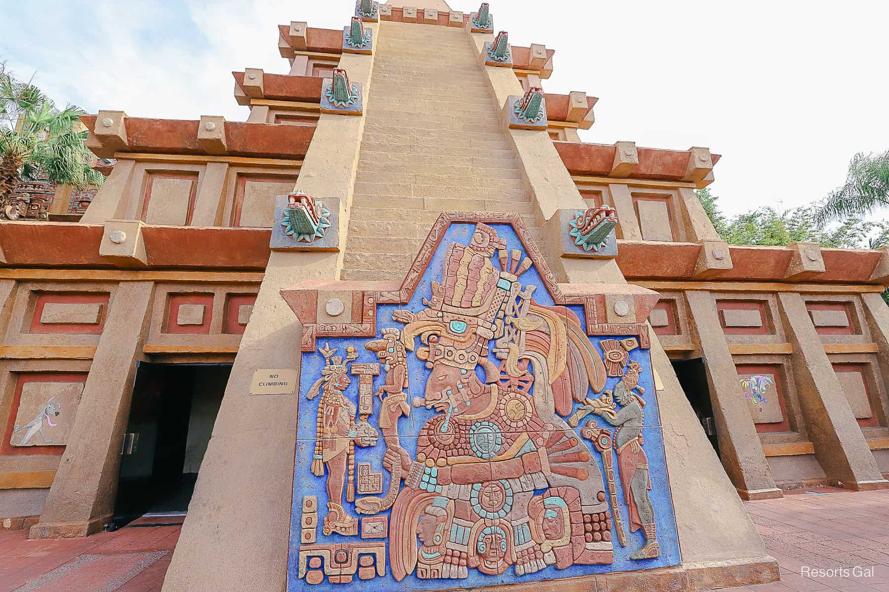 decoration on the pyramid inspired by Meso-American Ruins at Epcot's Mexico Pavilion 