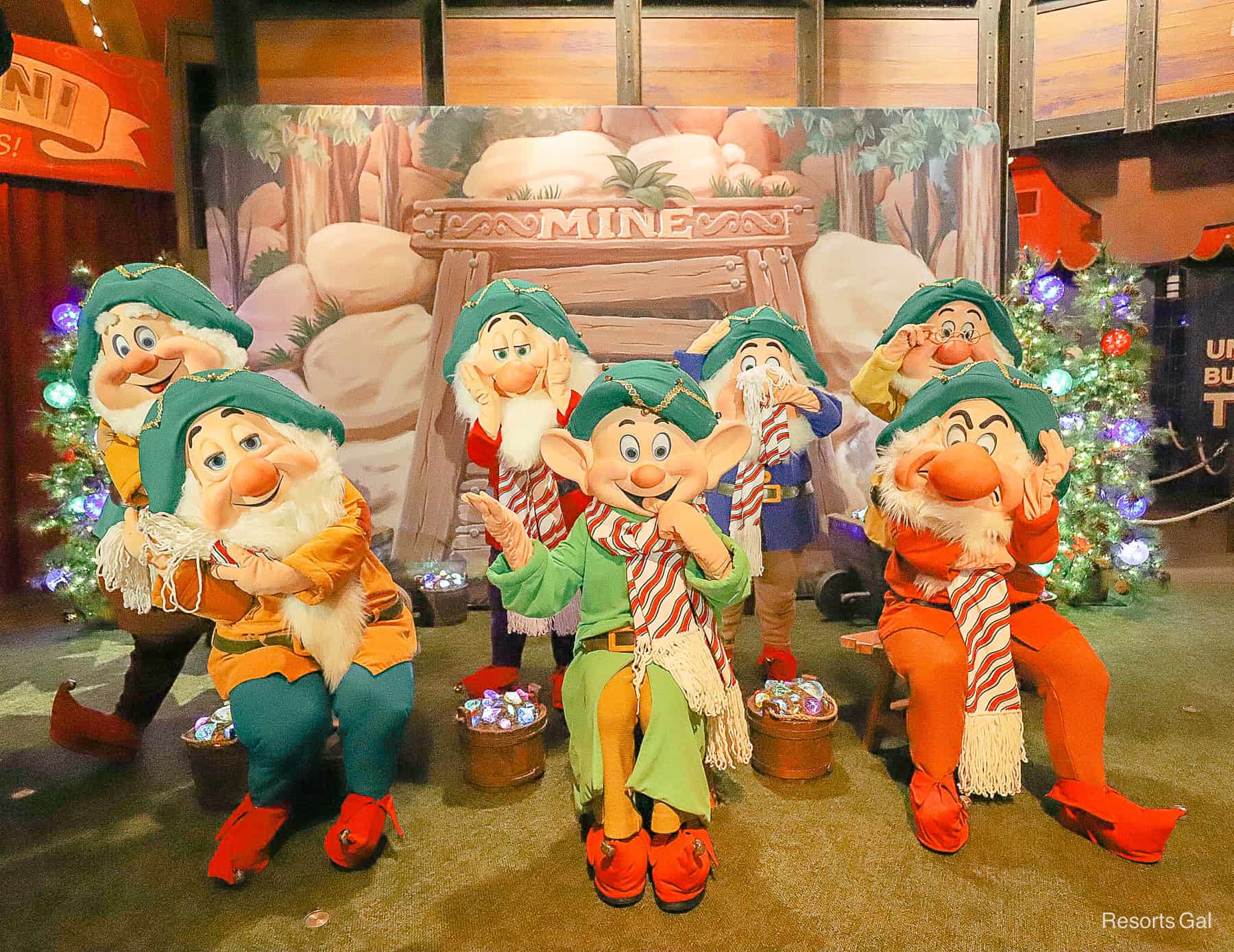 the Seven Dwarfs at last year's Mickey's Very Merry Christmas Party 