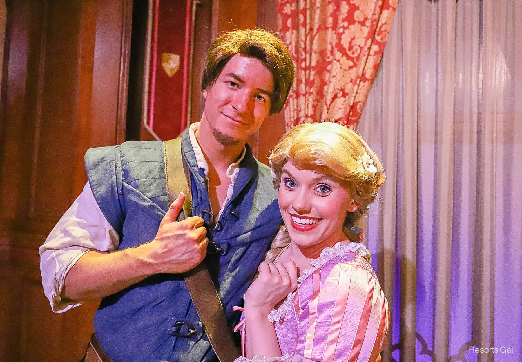 Rapunzel and Flynn Rider at Princess Fairytale Hall during MVMCP