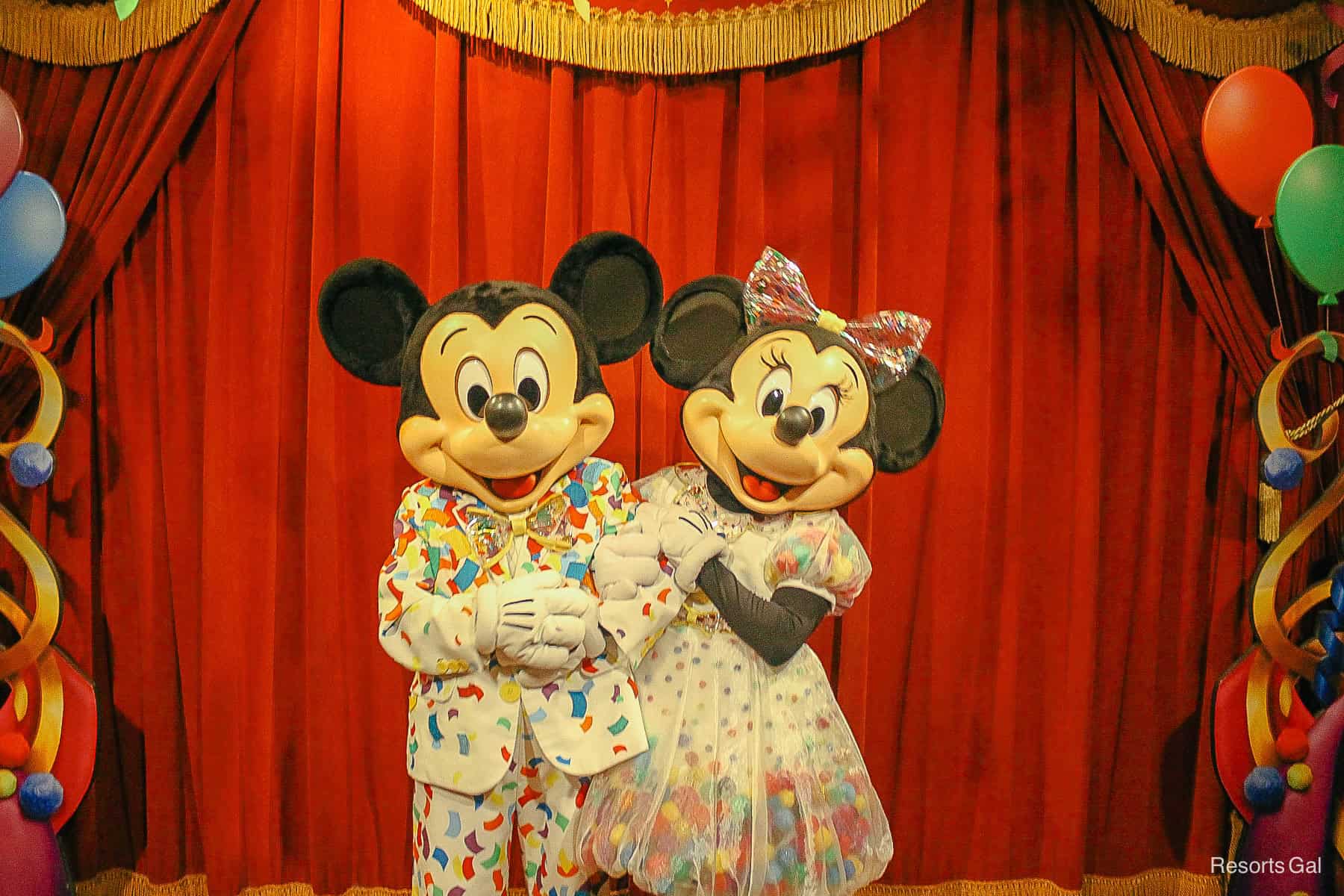 Mickey and Minnie Mouse at their 90th birthday meet-and-greet