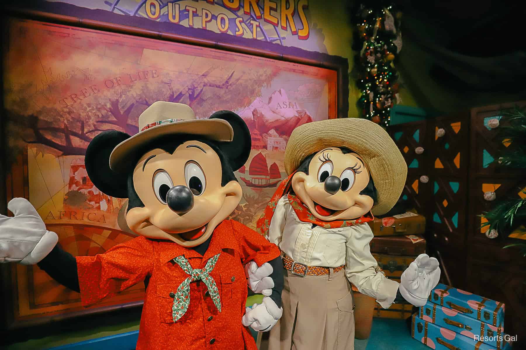 Mickey and Minnie Mouse in Safari Outfits 