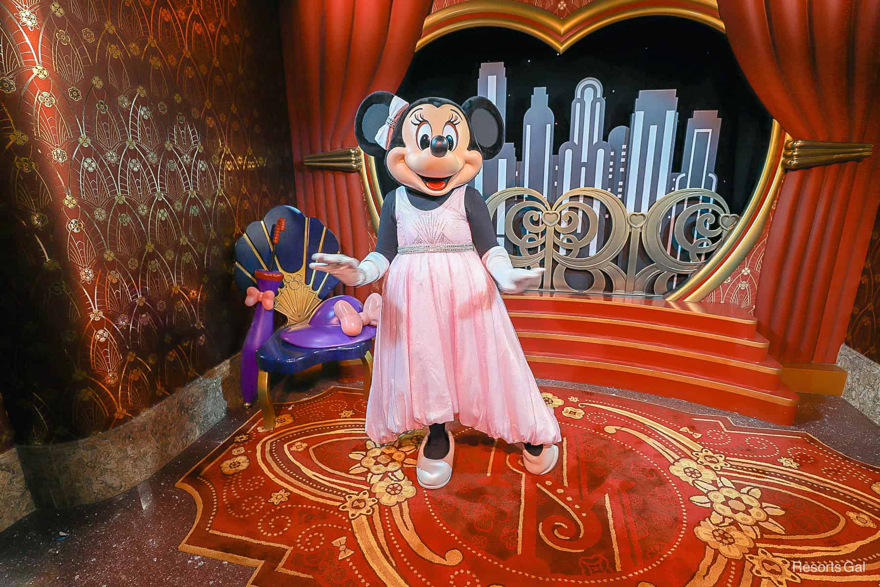 Minnie Mouse poses for a photo at Red Carpet Dreams 