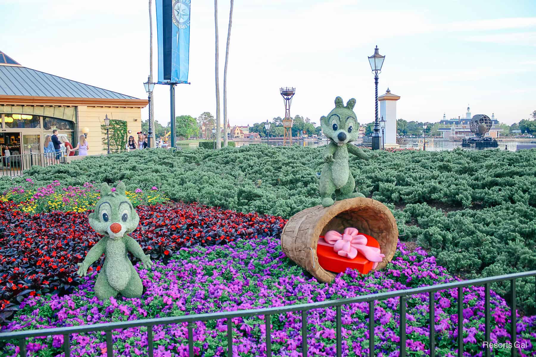 Chip and Dale with baskets of hearts 