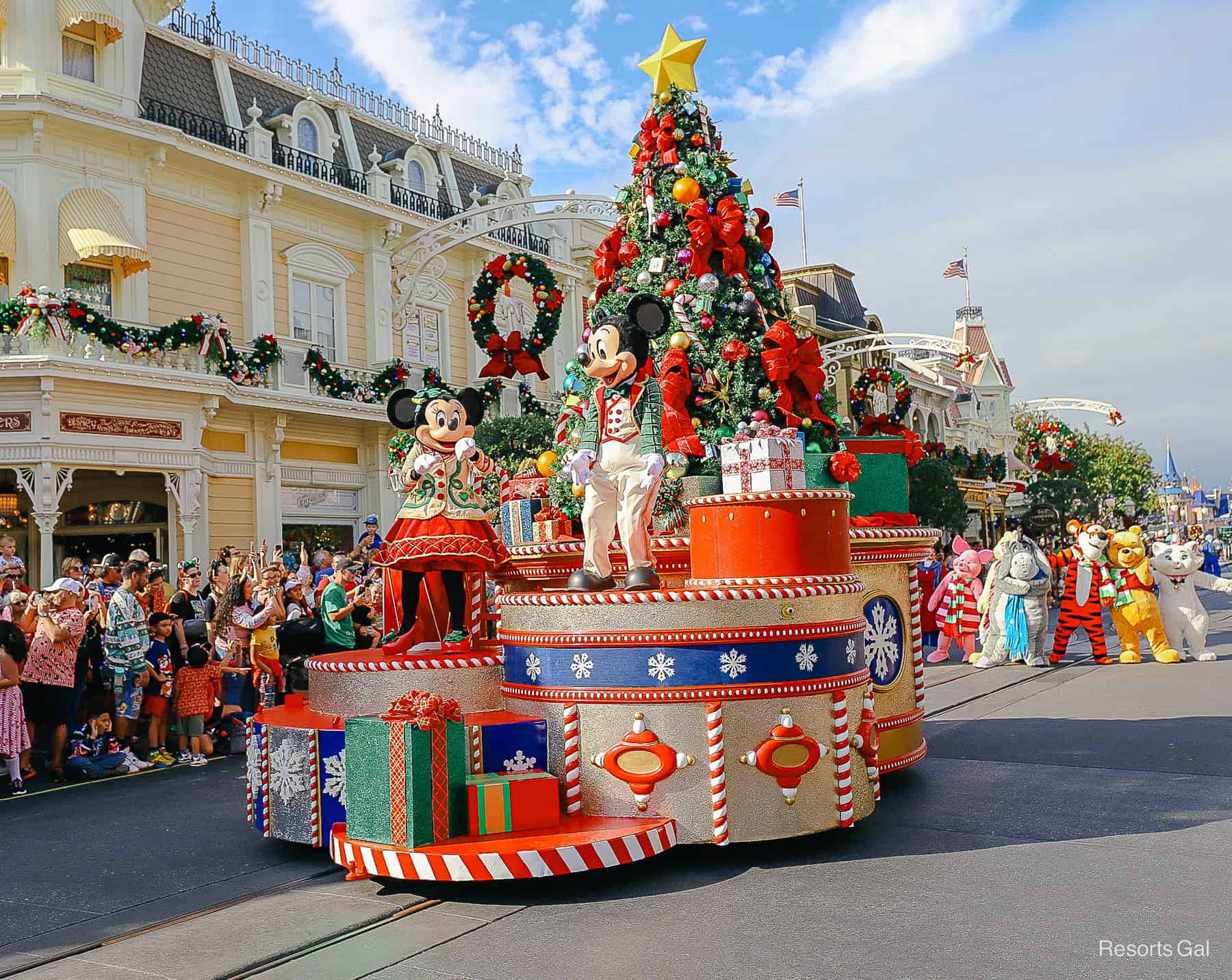 Christmas Parade float with Minnie Mouse 