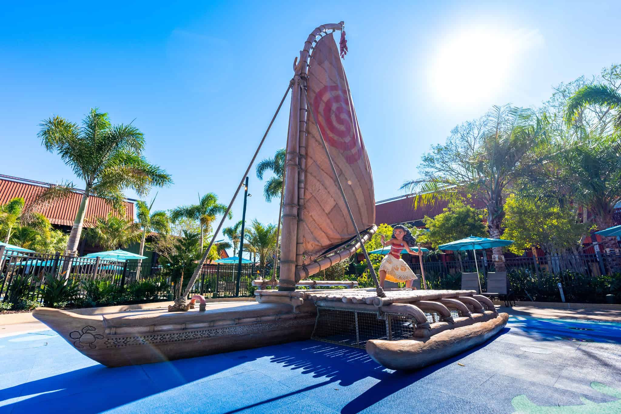 Moana wayfinding element at the pool at Disney's Polynesian Island Tower 