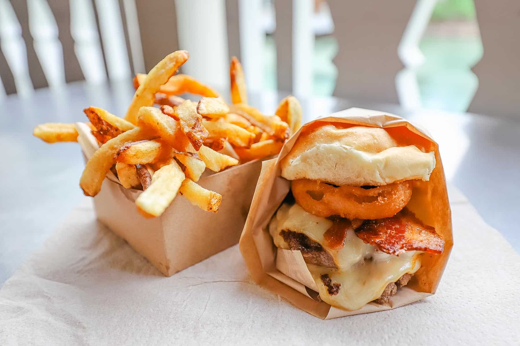 a mobile order of a burger and fries from Disney World 