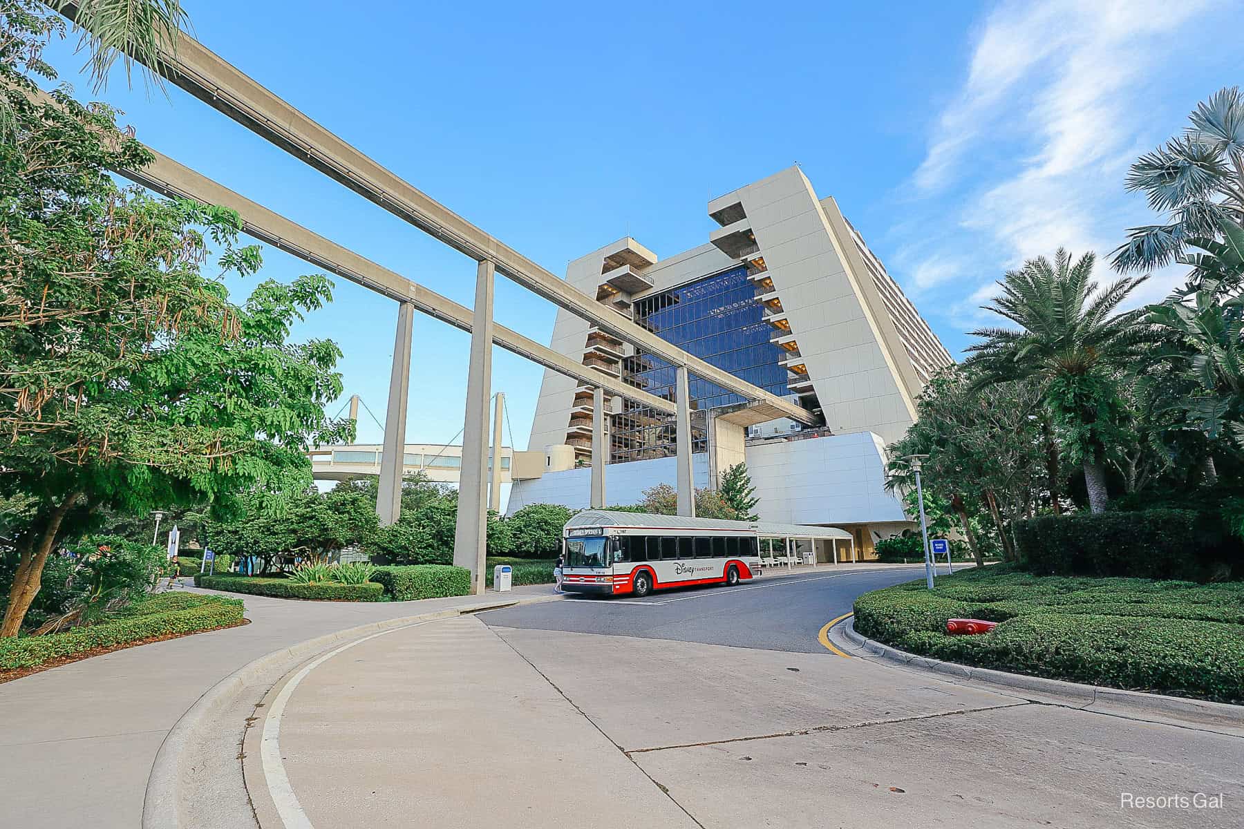 the monorail tracks entering and exiting the Contemporary Resort 