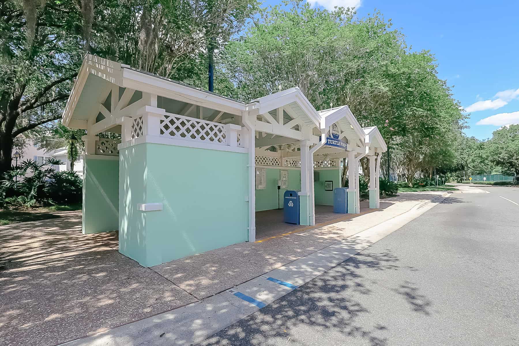 a bus stop at Disney's Old Key West