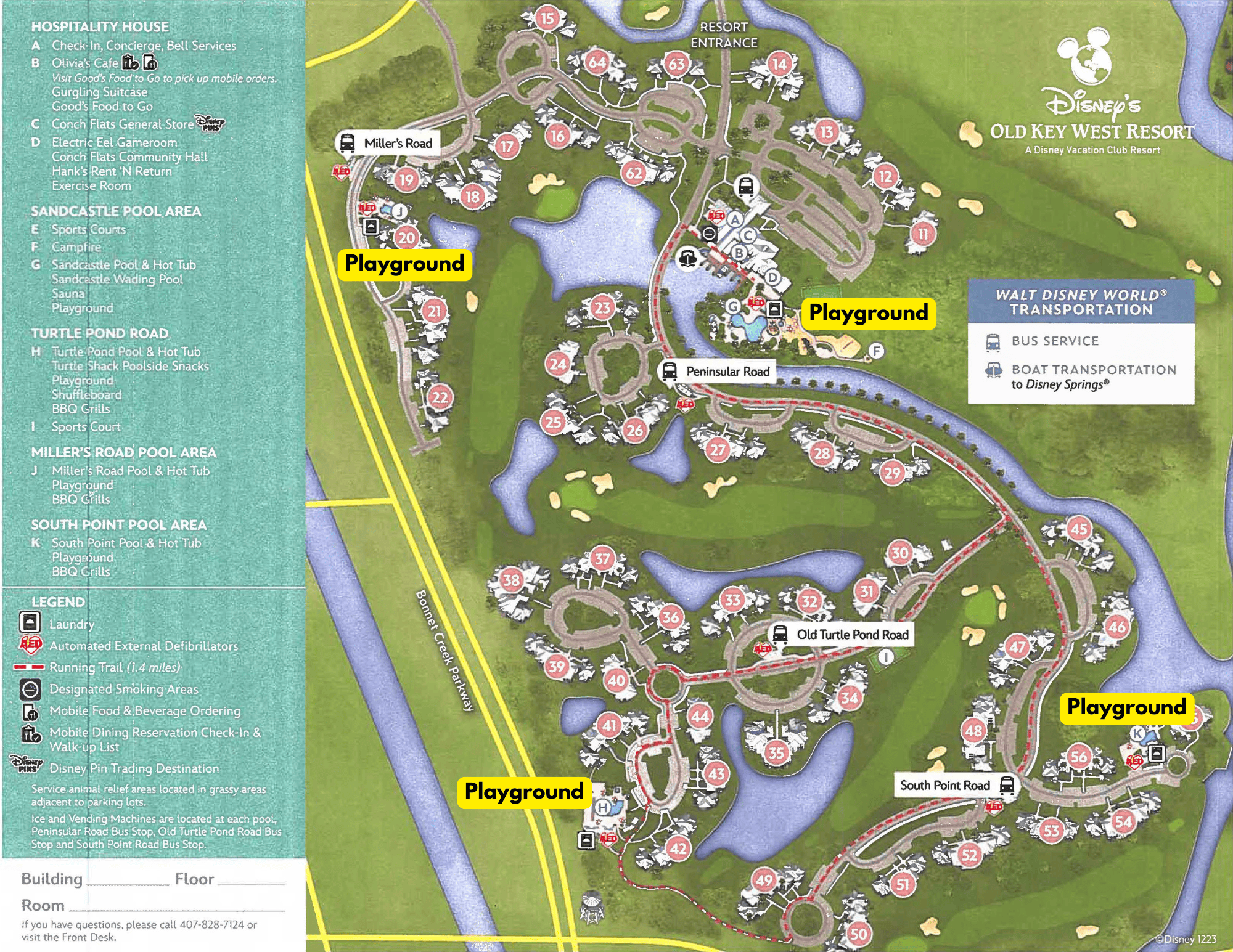 four playground locations at Disney's Old Key West 