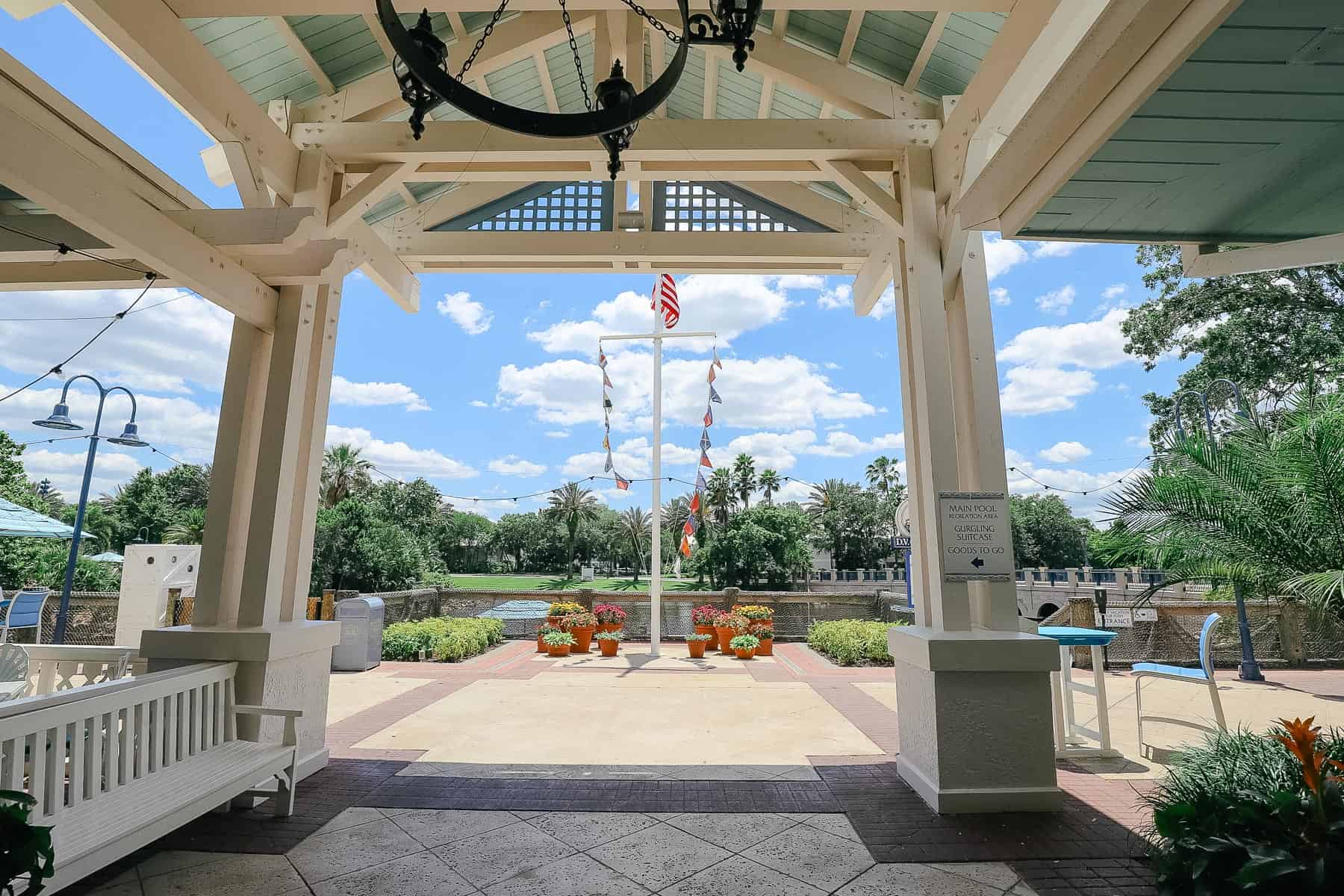 the covered area at the entrance of Disney's Old Key West Resort 