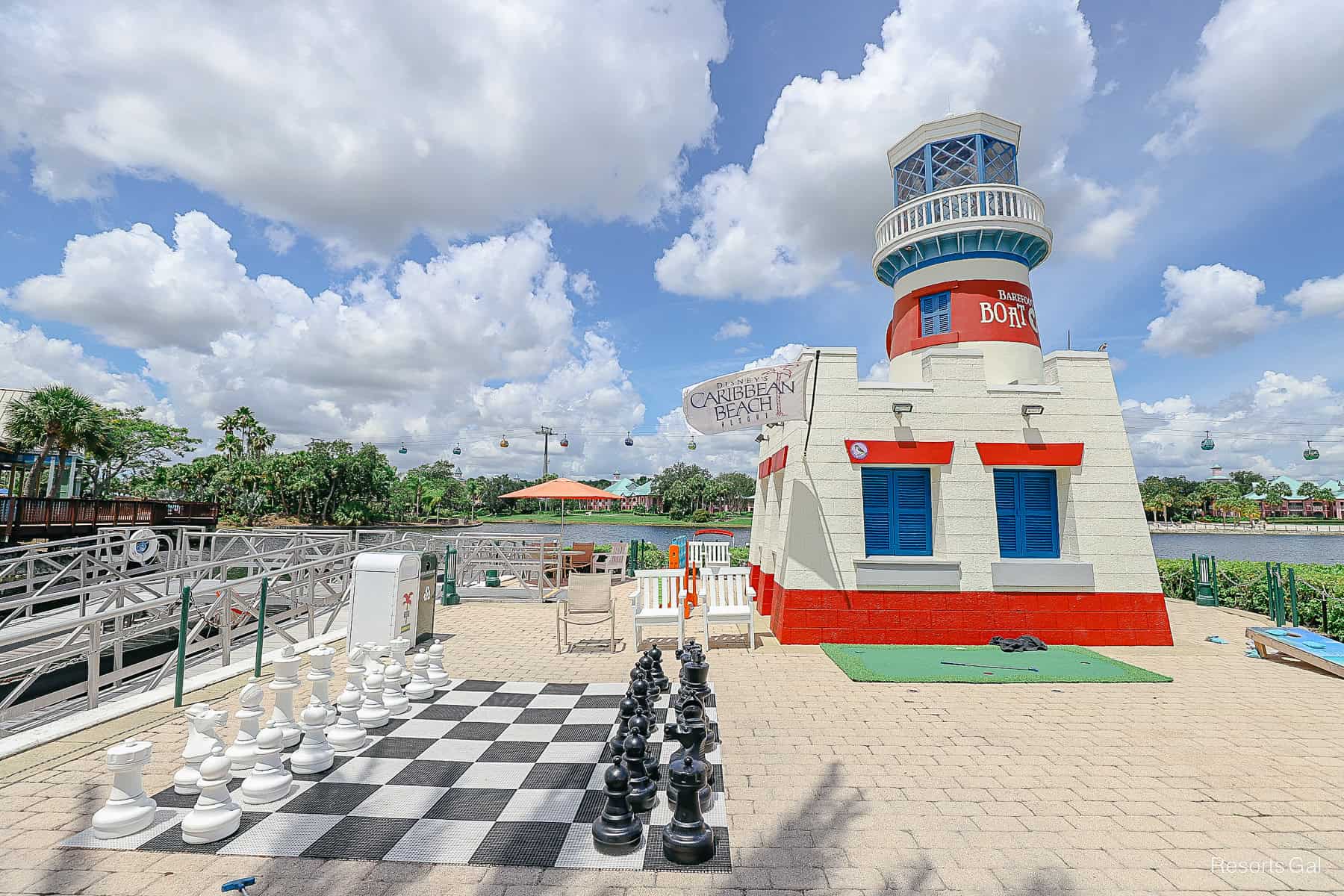 a view of the lighthouse at Disney's Caribbean Beach 