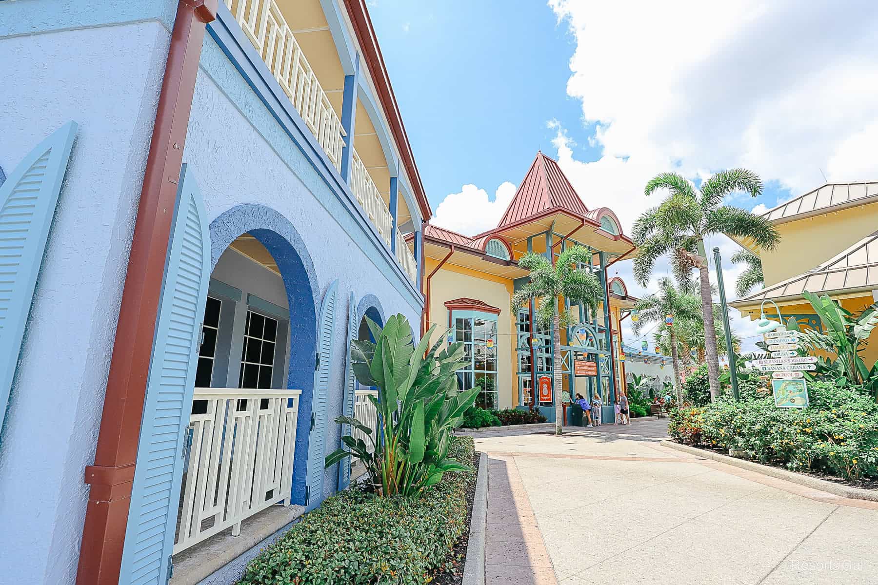 the resort side entrance of the Caribbean Beach Resort lobby when coming from Martinique 