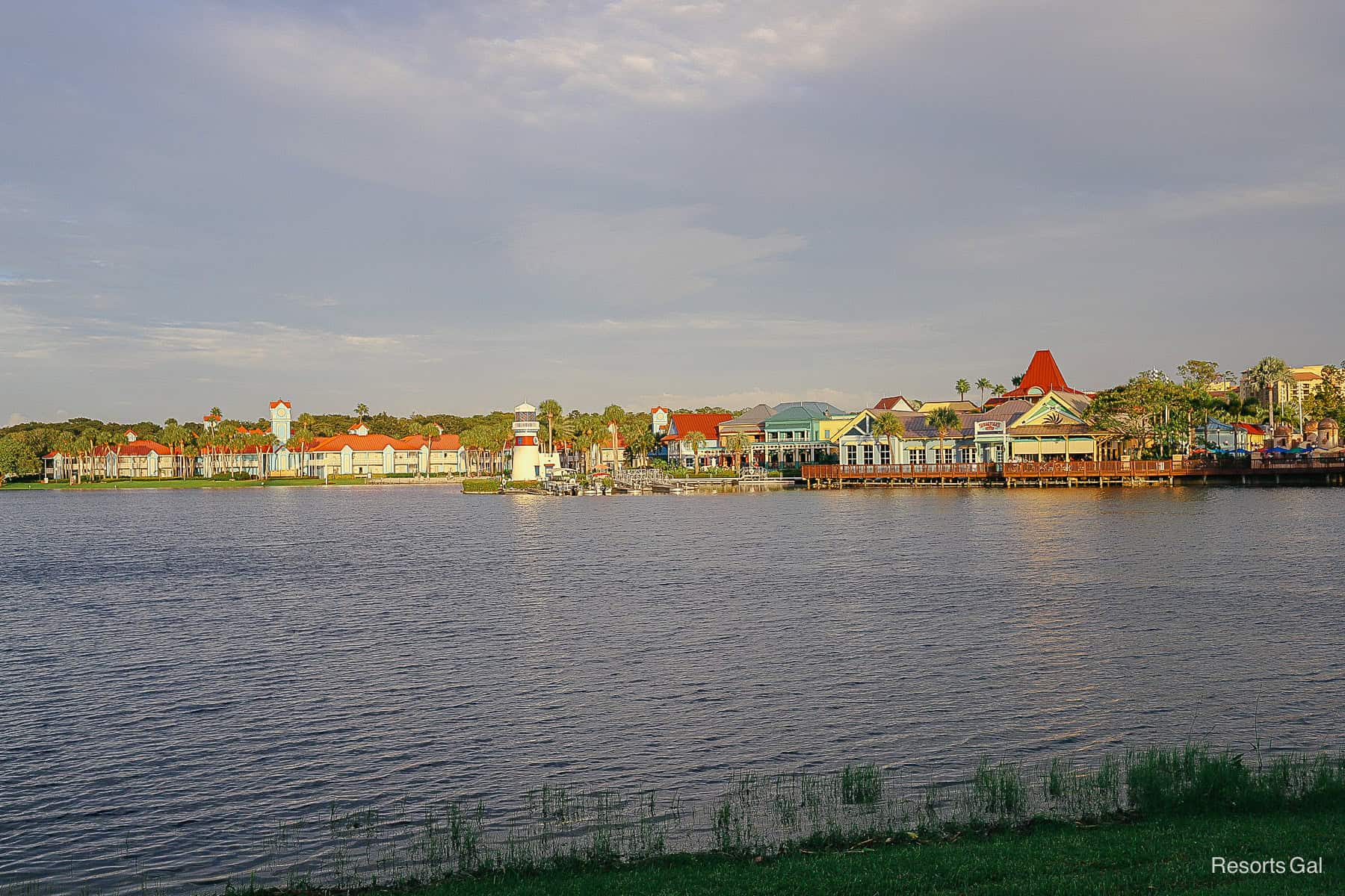 a view of the entire Old Port Royale area from across the lake 