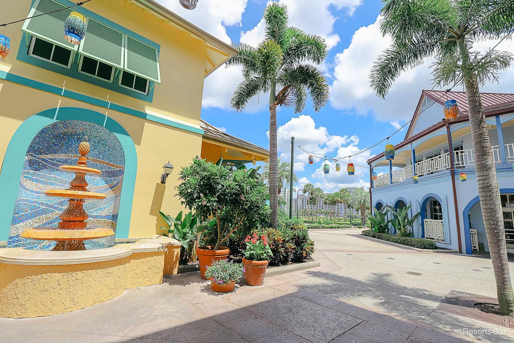 the view from the lobby resort side to Disney's Riviera 