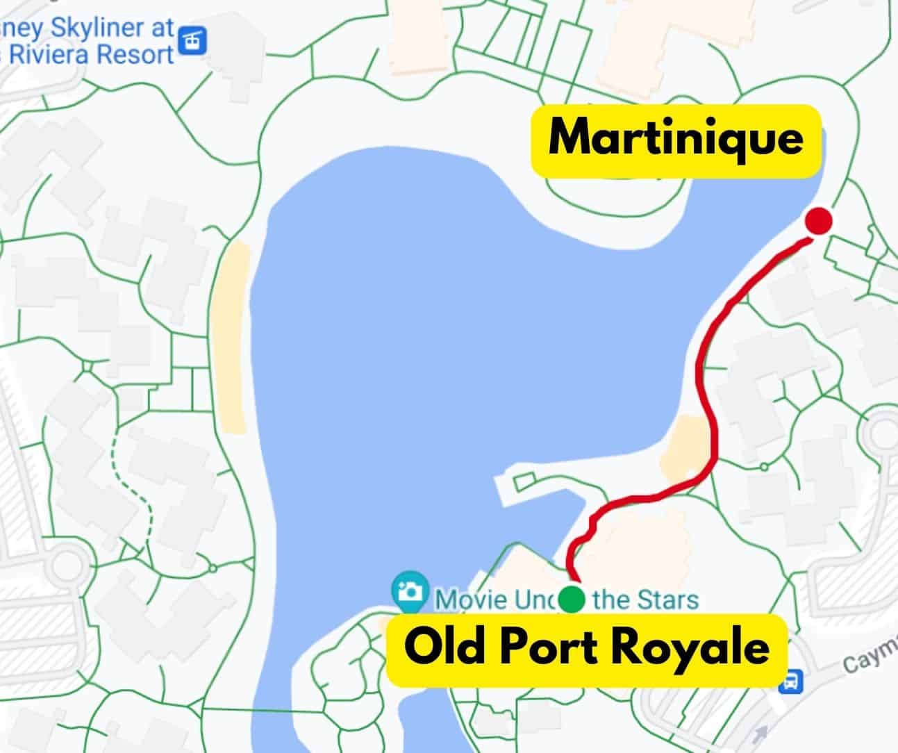Walking Distance from Old Port Royale to Martinique 