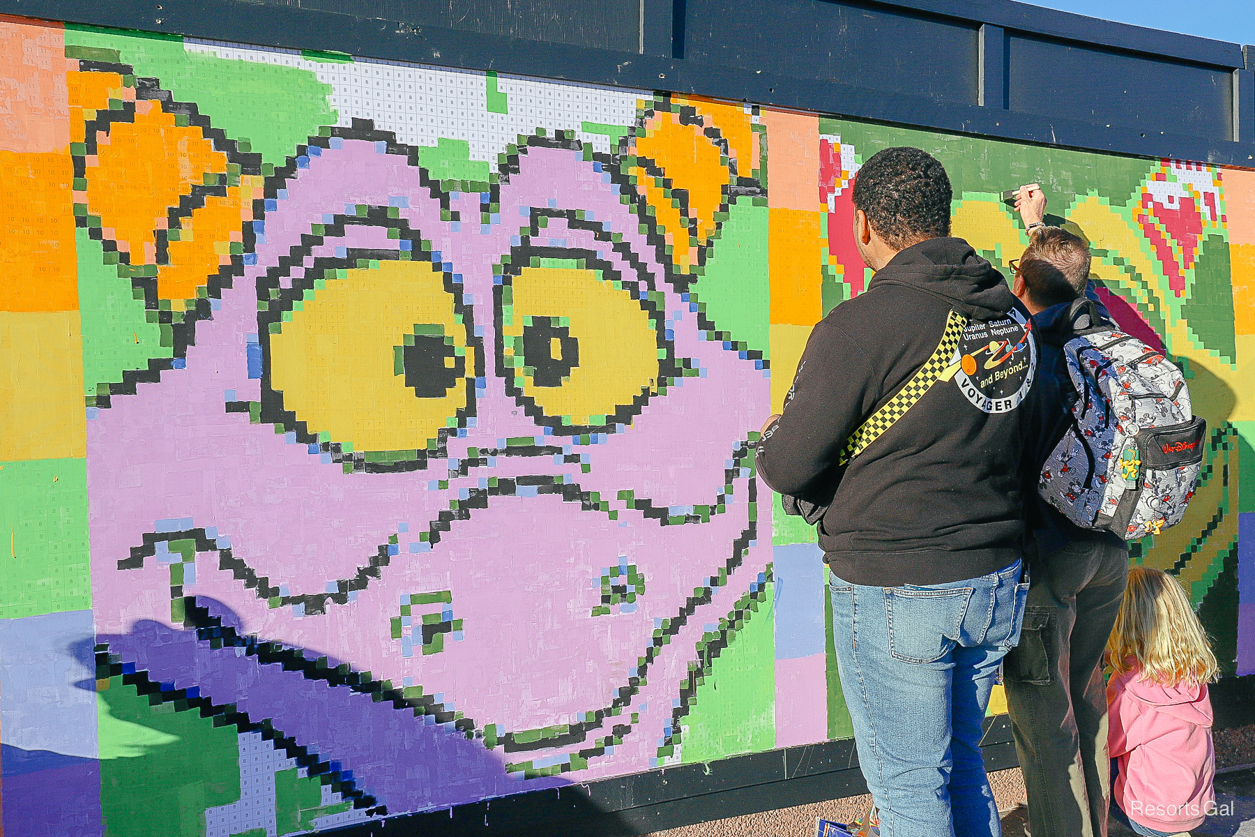 closeup of a square of the mural that shows the almost finished look