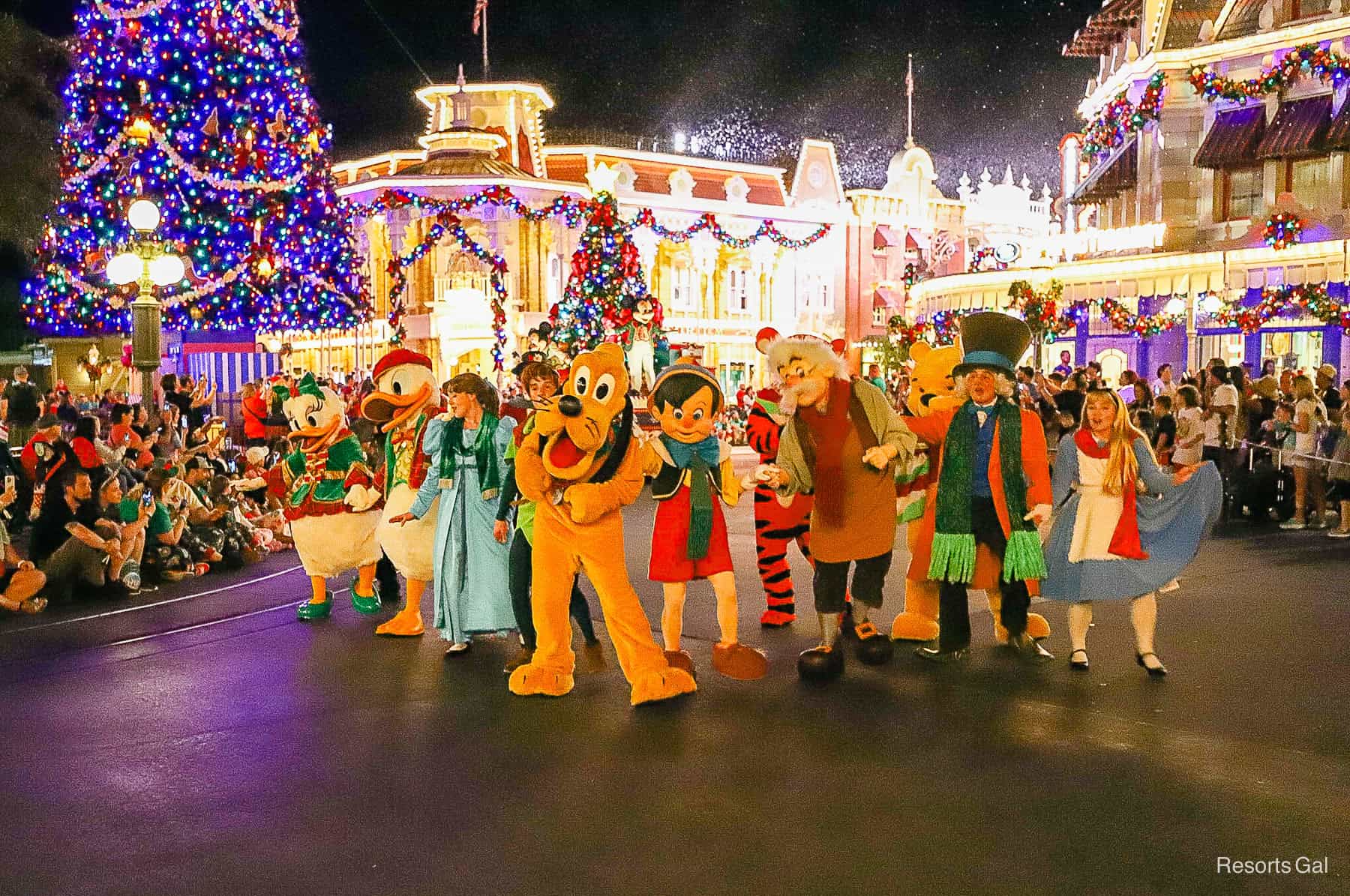 Pluto in Mickey's Christmas parade. 