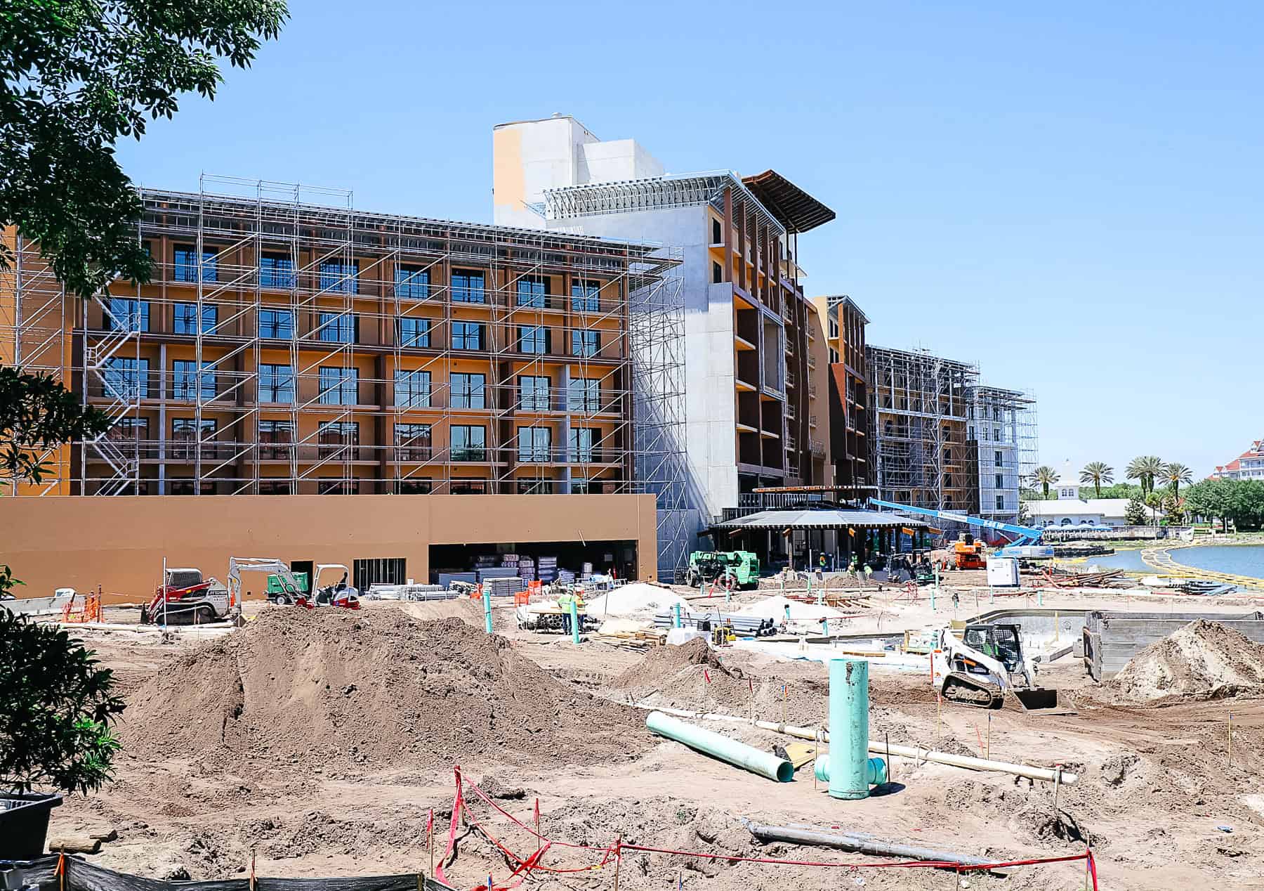 a view of the dug out zero-entry pool area to be installed at the Polynesian DVC Tower 