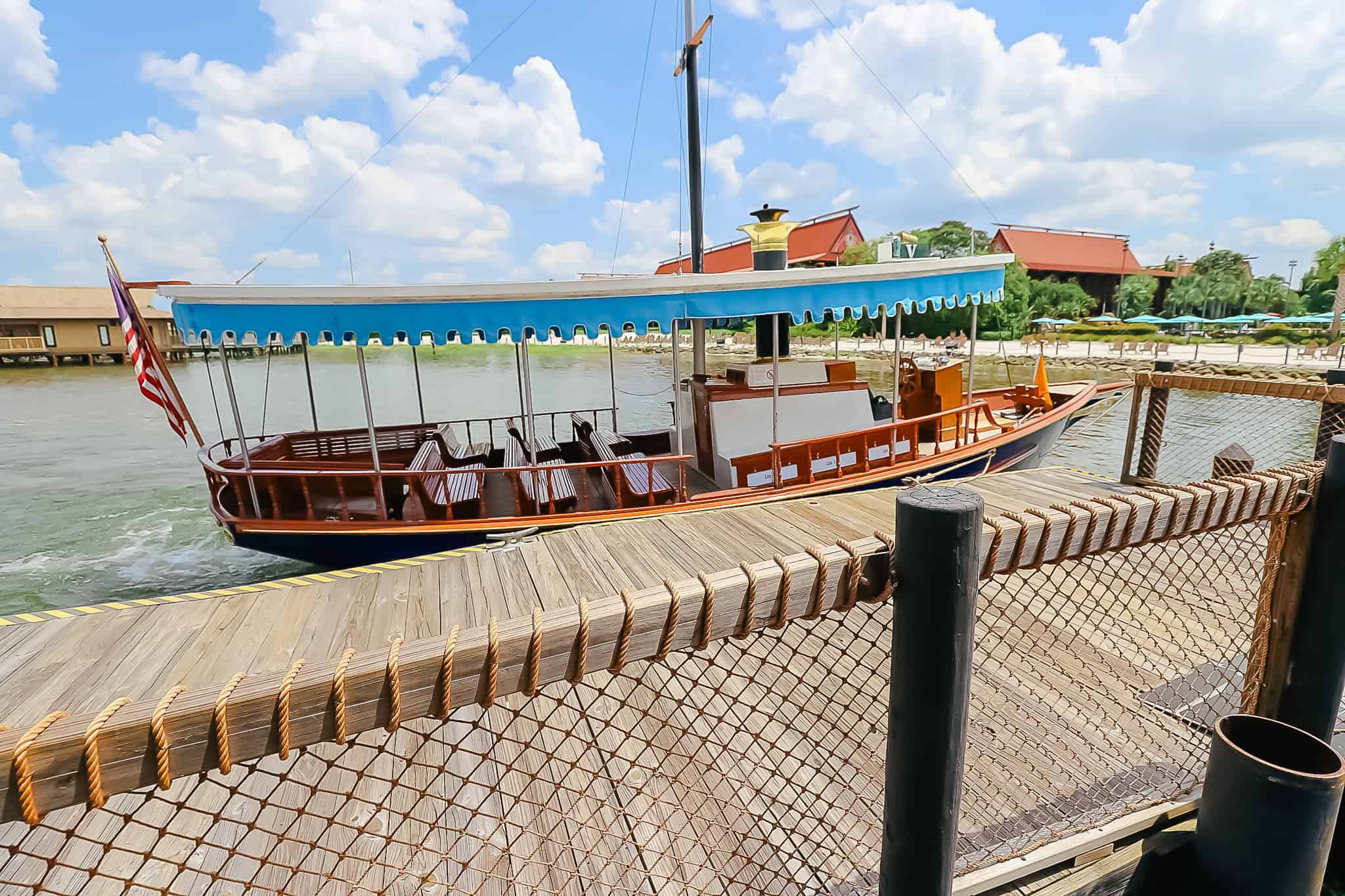 Boat docked at the Polynesian 