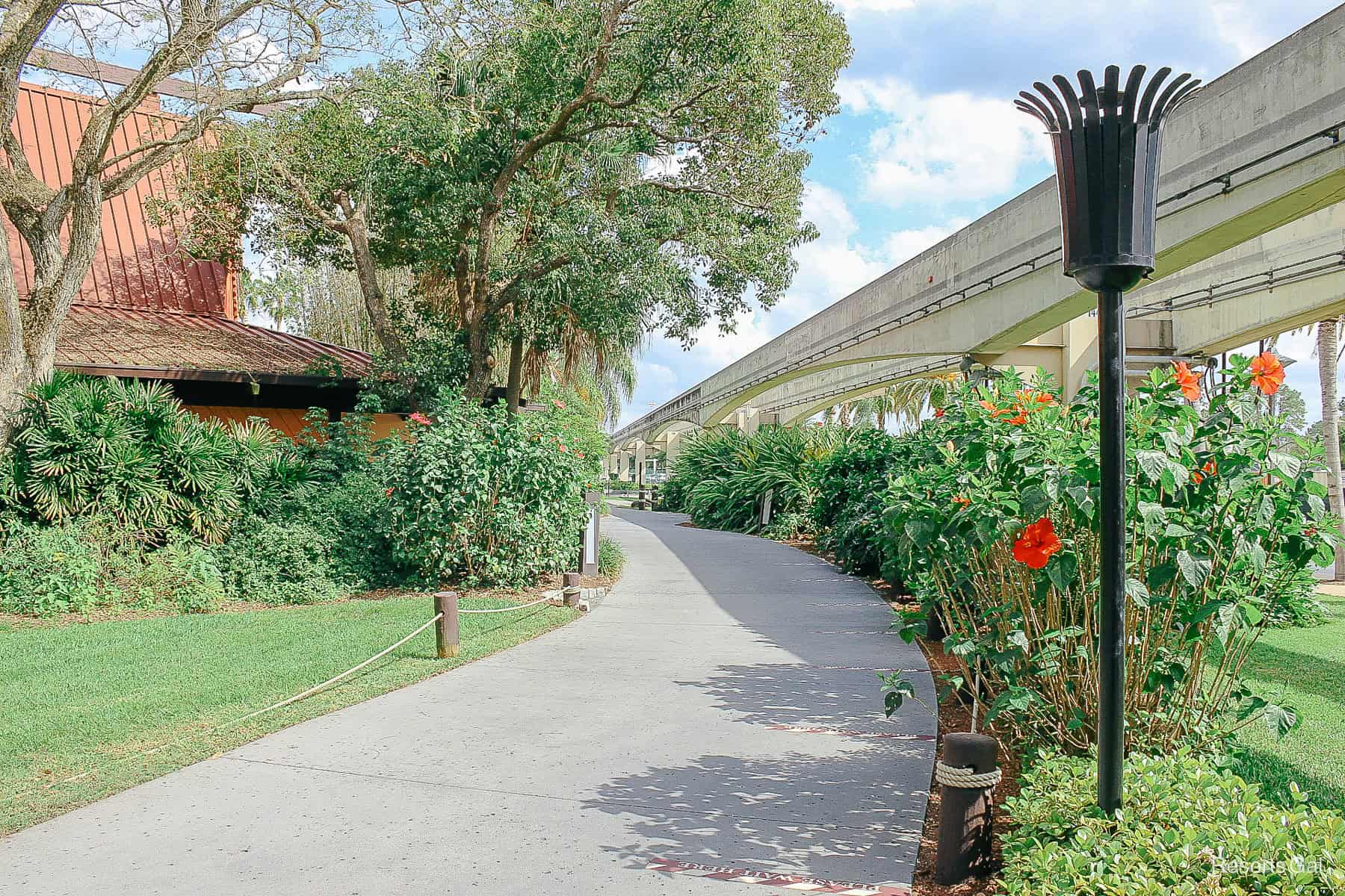 the pathway from the TTC to the Polynesian Bus Stop 