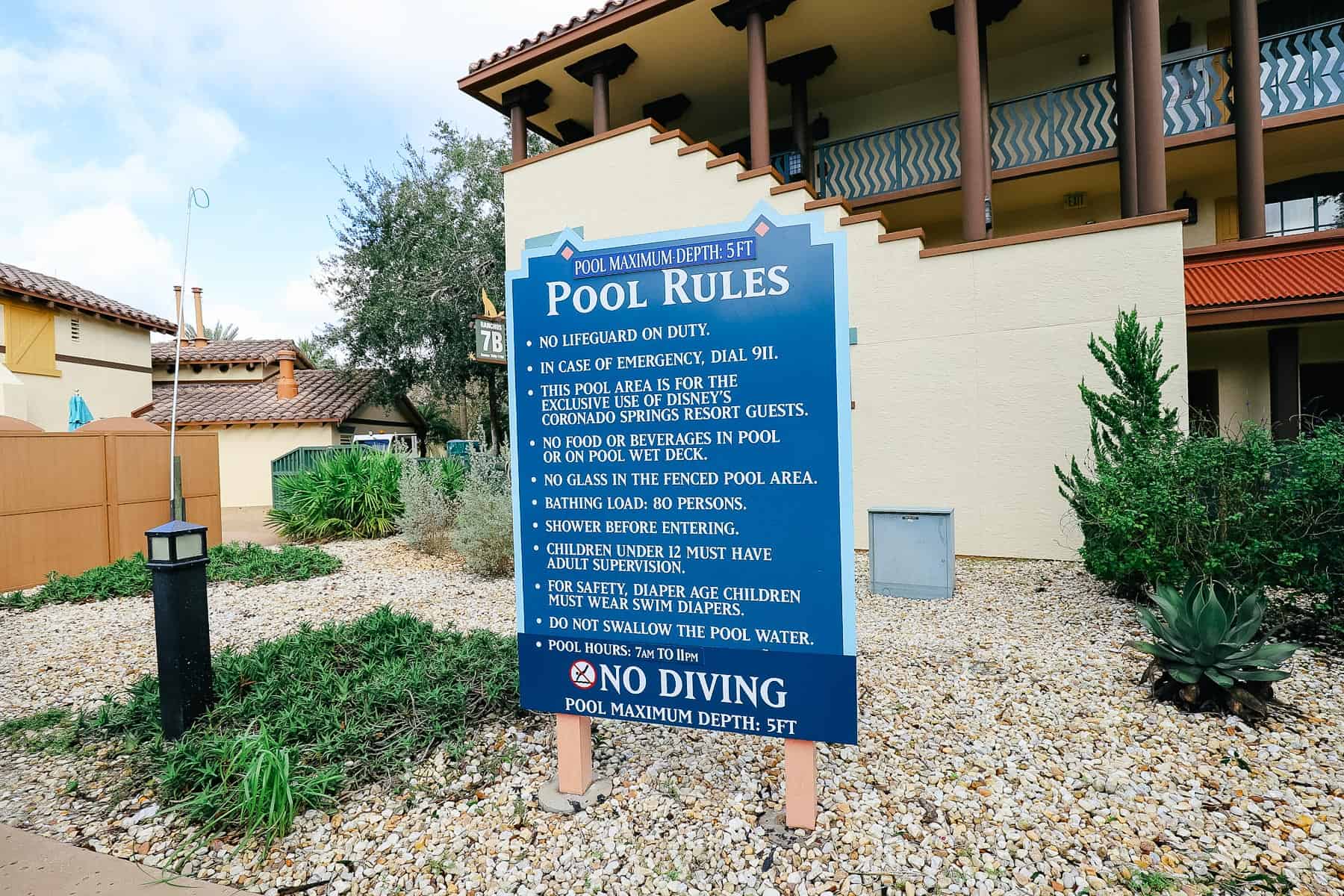 Posted Pool Rules at one of the quiet pools. 