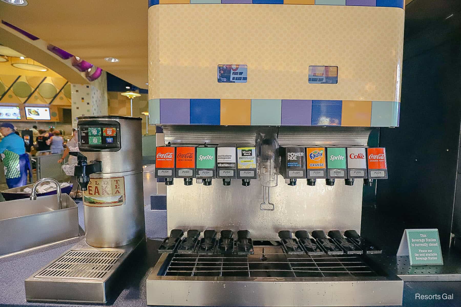 the beverage refill station at Pop Century Resort quick service 