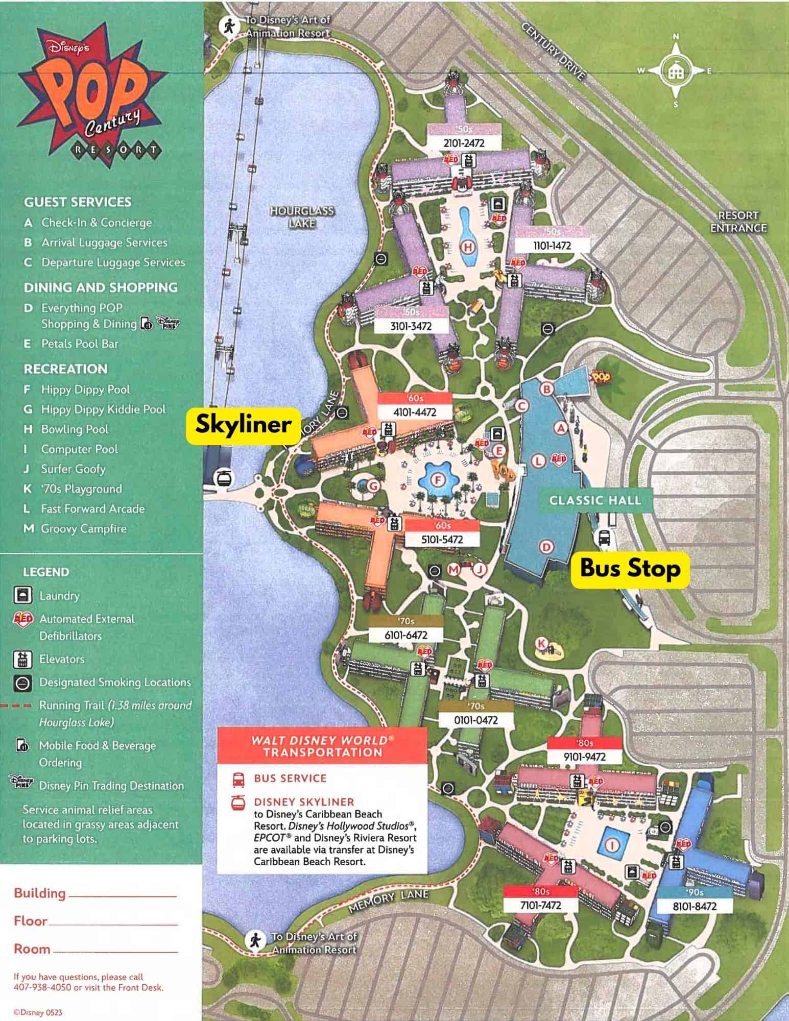 Disney's Pop Century Transportation Map 