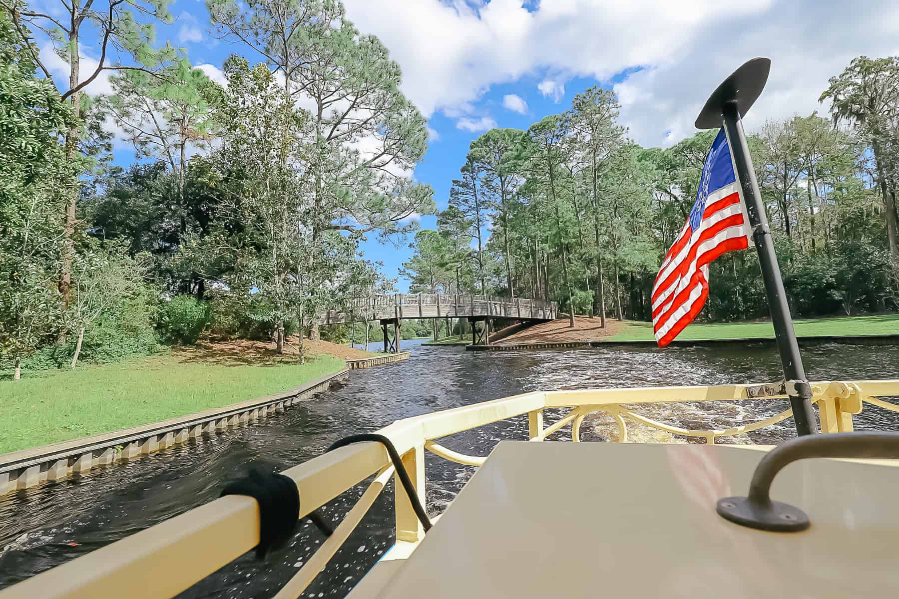 water taxi from Port Orleans Riverside as it cruises down the river 