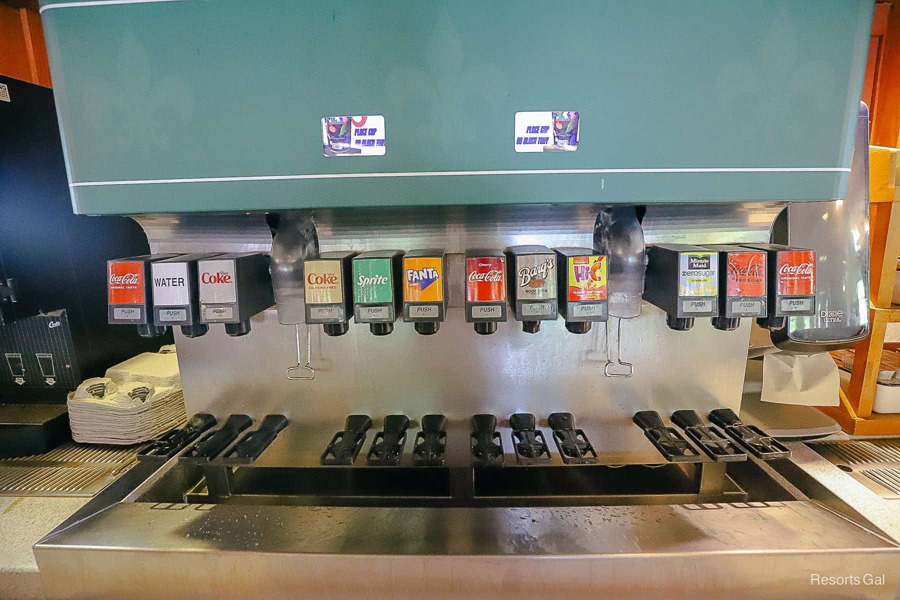 the beverage refill station at Riverside Mill Food Court 