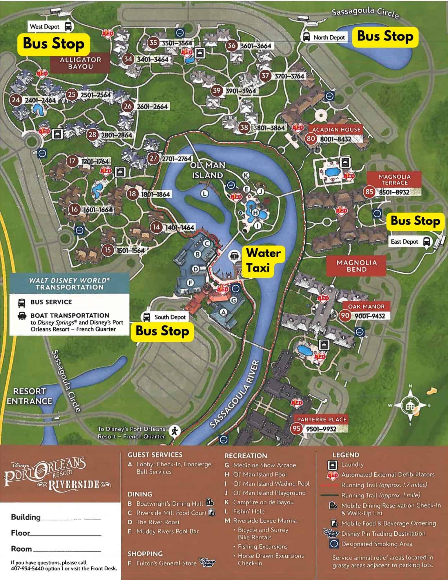 transportation map for Port Orleans Riverside Resort 