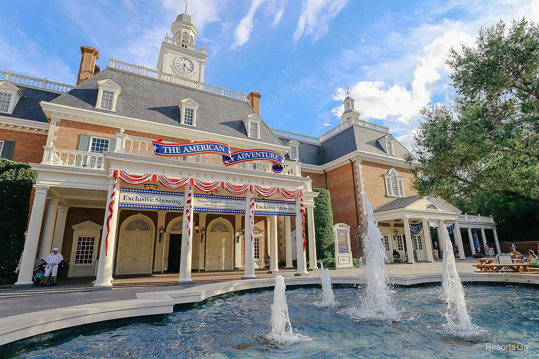 The American Adventure colonial mansion at Epcot 